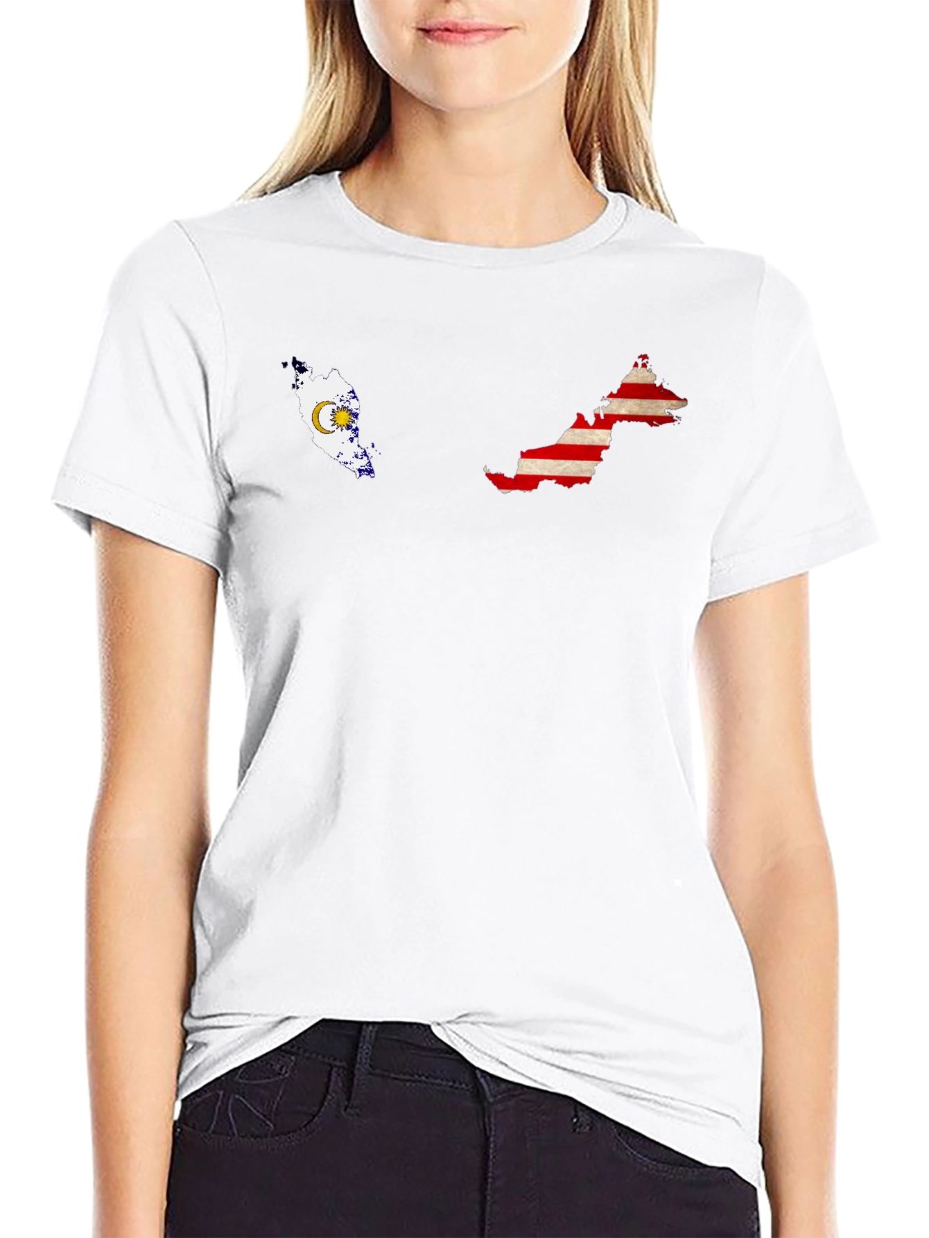 Malaysia Map Flag Graphic Tee - Black