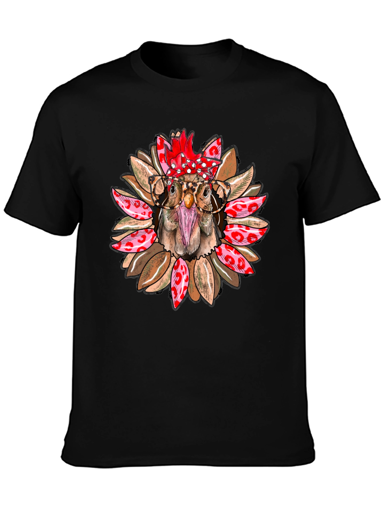 Funny Chicken with Glasses Graphic T-Shirt
