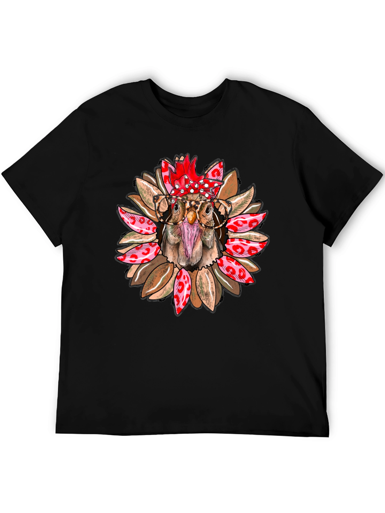 Funny Chicken with Glasses Graphic T-Shirt