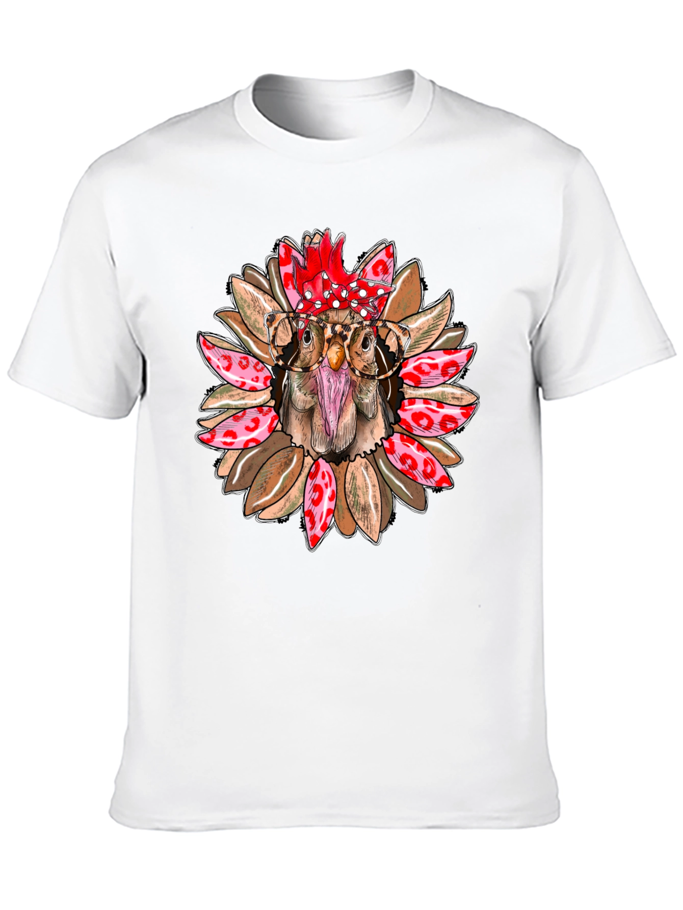 Funny Chicken with Glasses Graphic T-Shirt