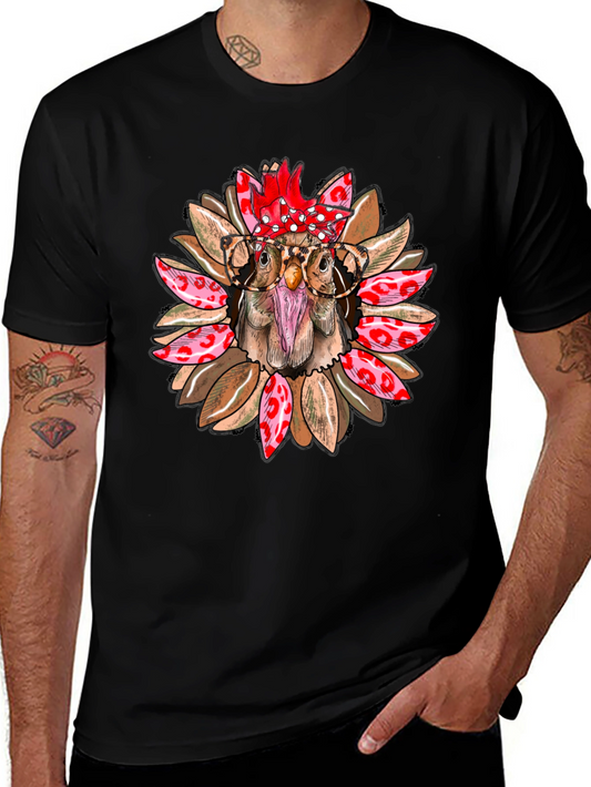 Funny Chicken with Glasses Graphic T-Shirt