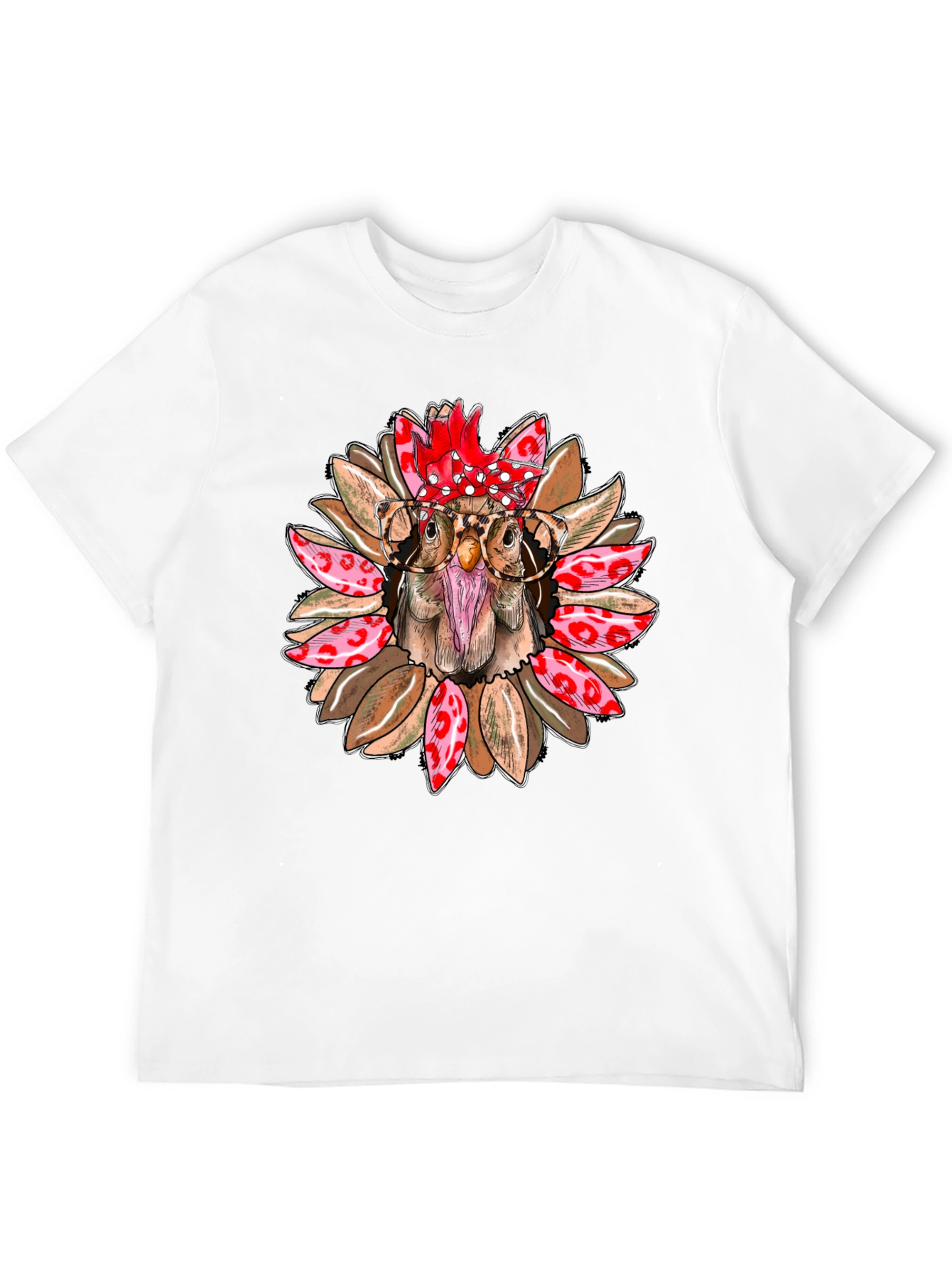 Funny Chicken with Glasses Graphic T-Shirt