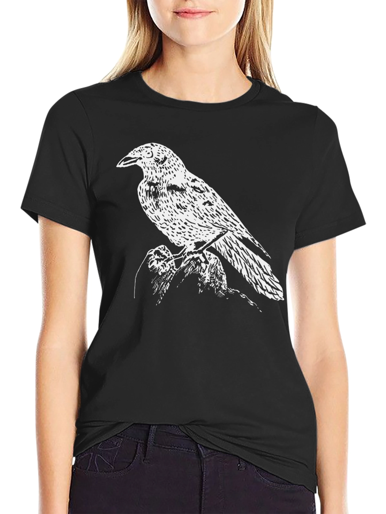 Raven Print Black T-Shirt