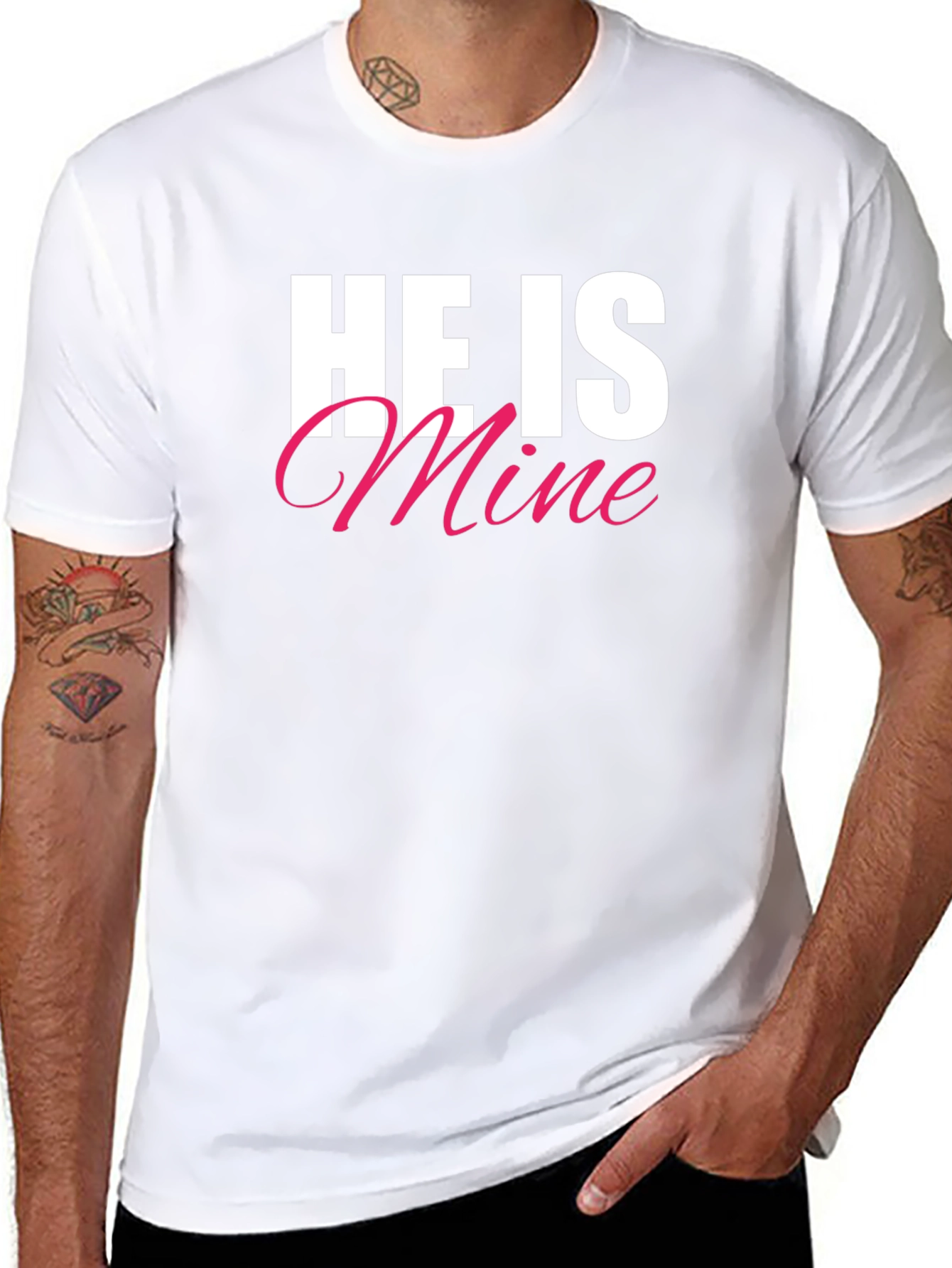 He Is Mine T-Shirt - Black Crew Neck Tee
