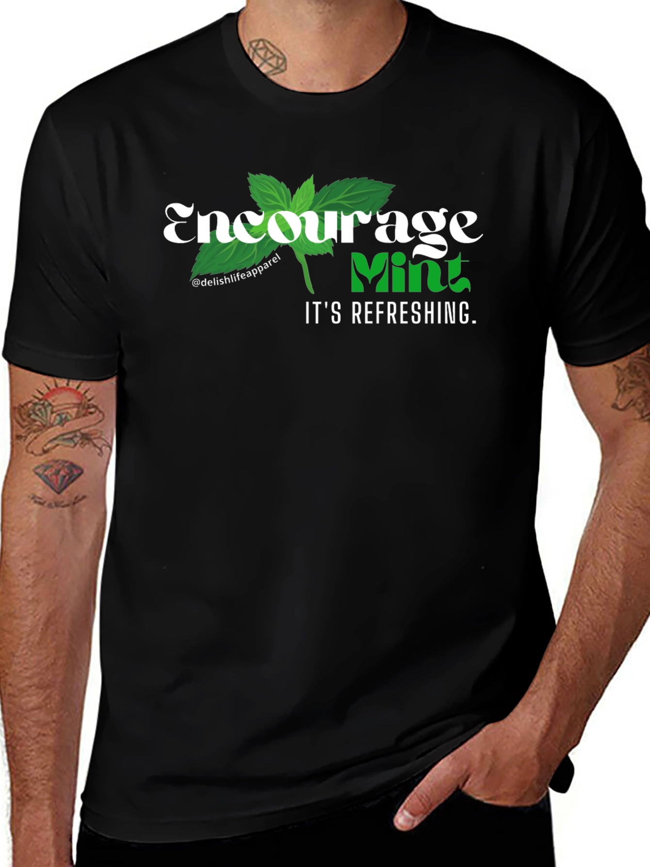 Encourage Mint Refreshing Black T-Shirt