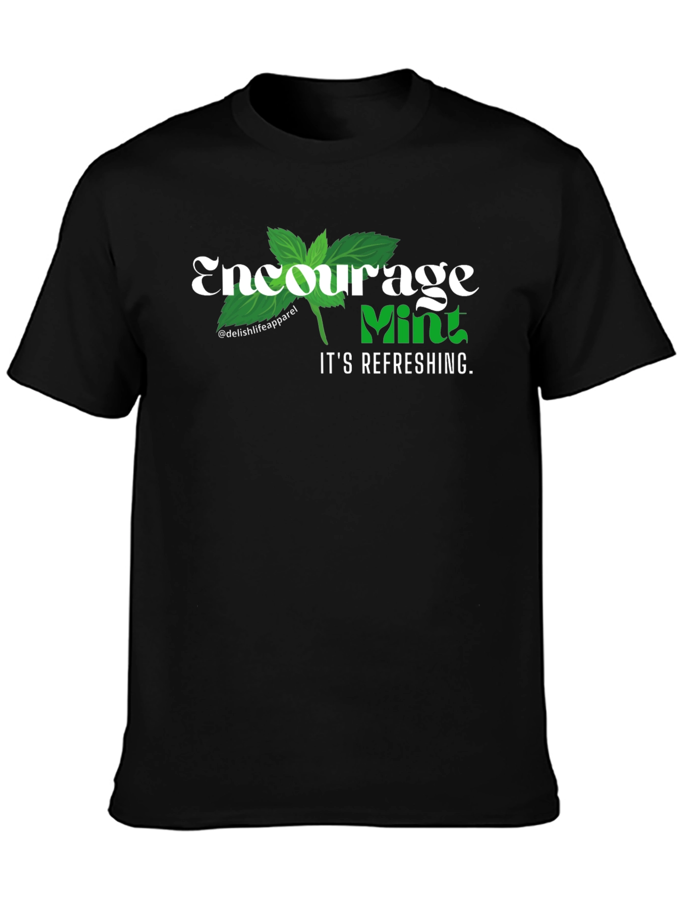 Encourage Mint Refreshing Black T-Shirt