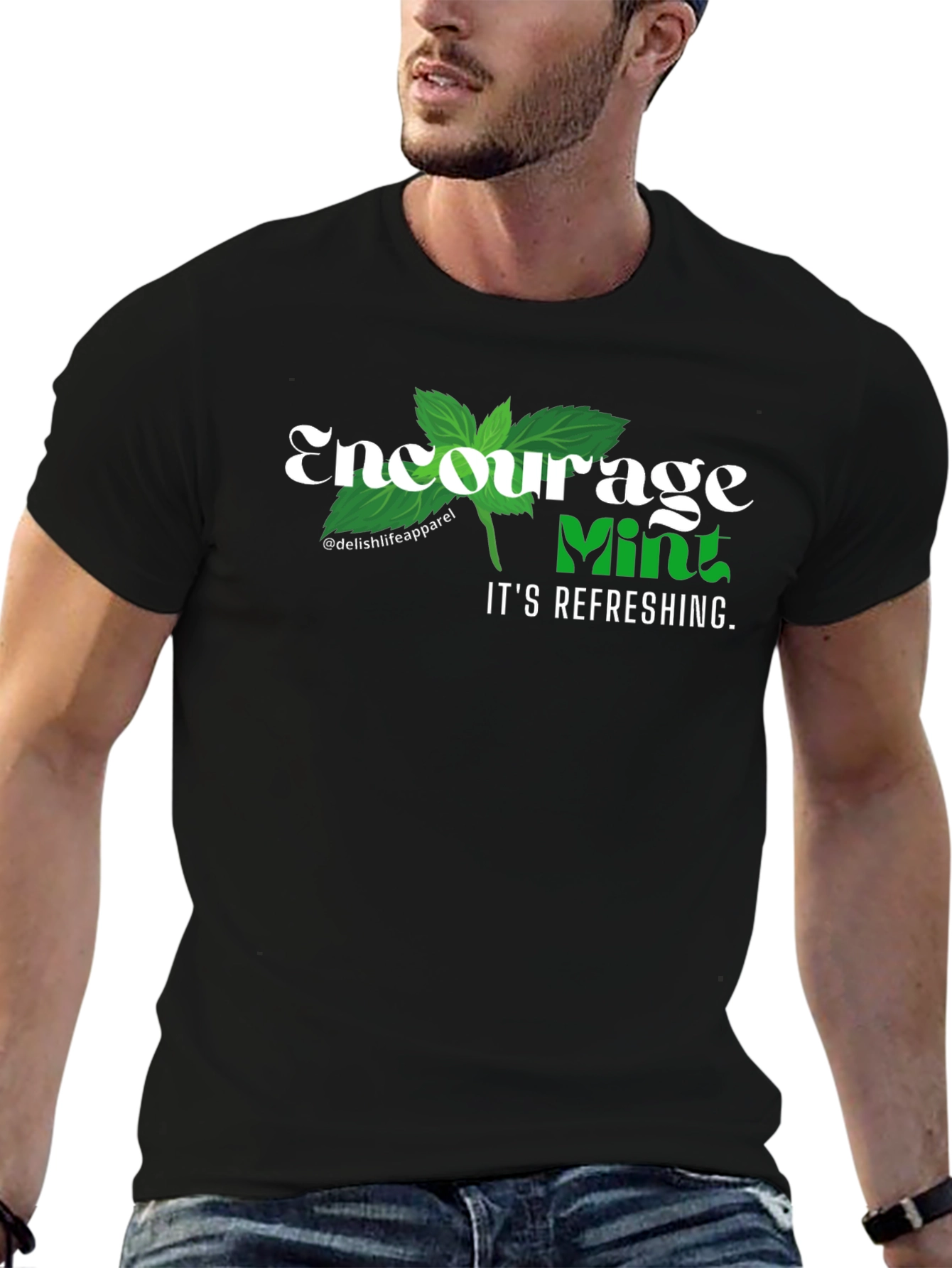 Encourage Mint Refreshing Black T-Shirt