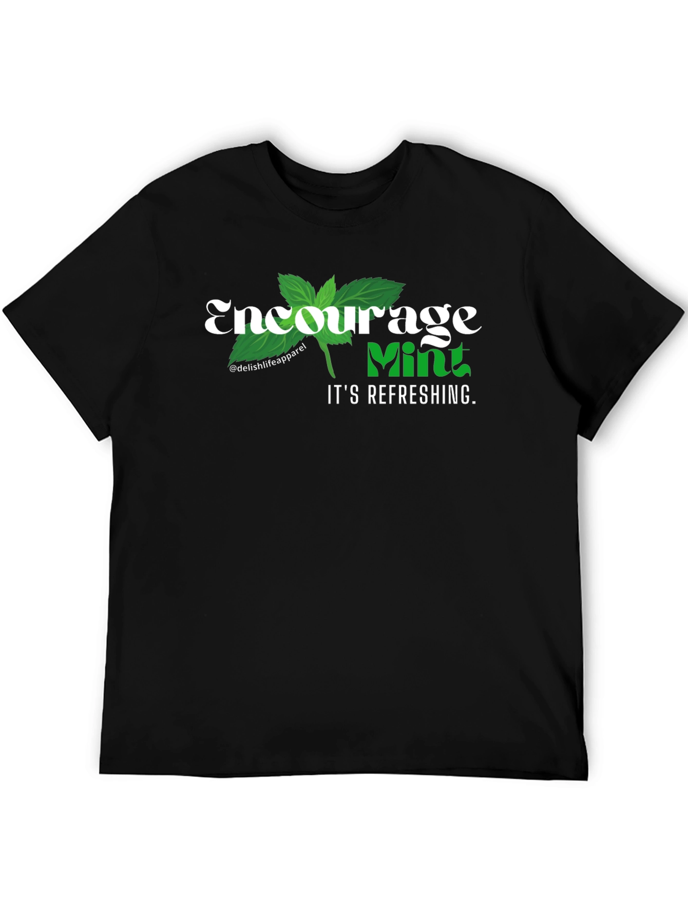 Encourage Mint Refreshing Black T-Shirt