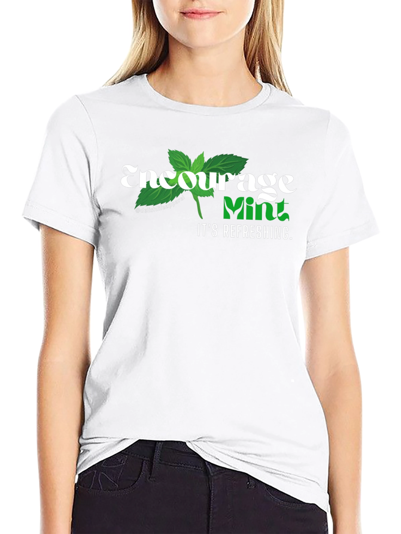 Encourage Mint Refreshing Black T-Shirt