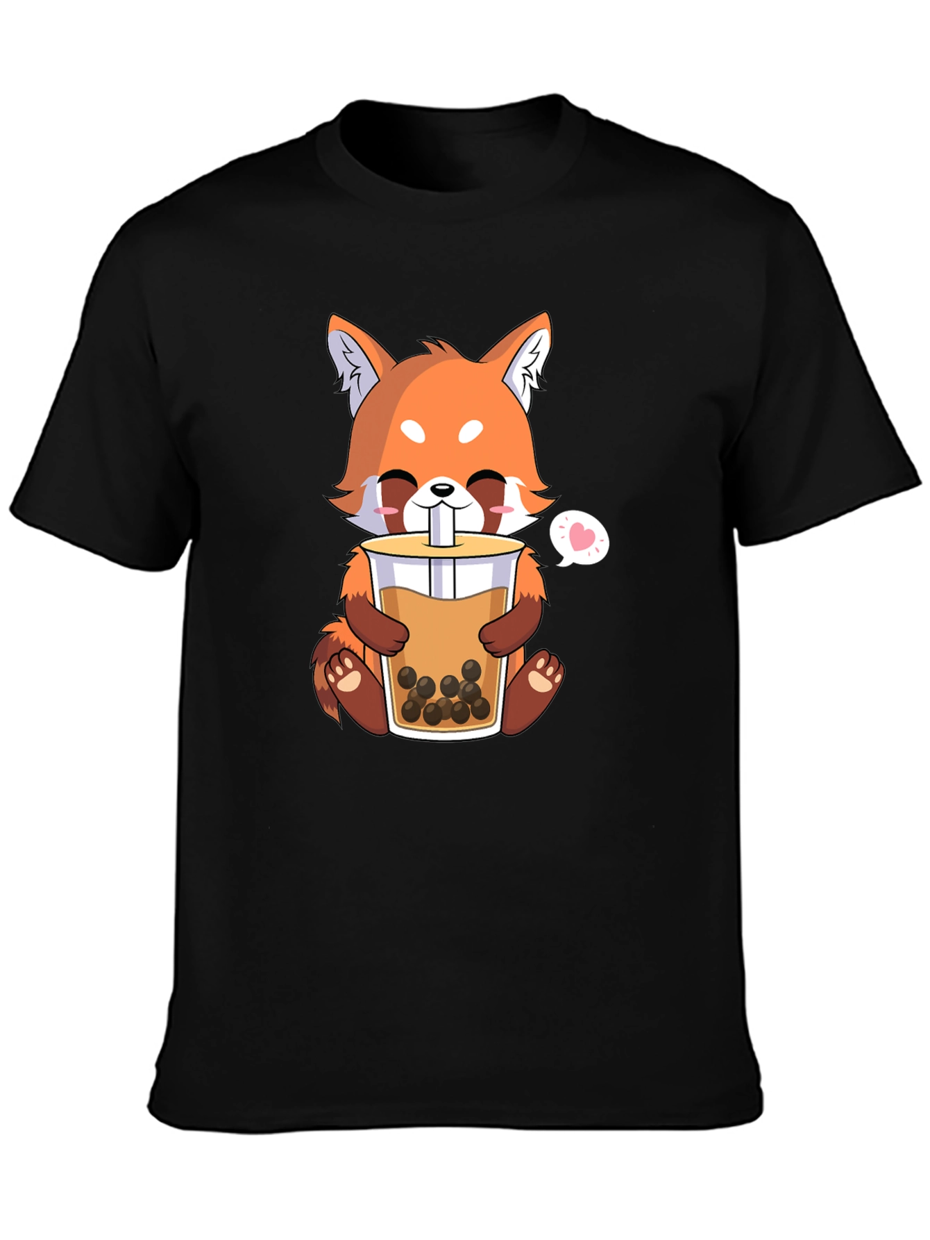Cute Red Panda Bubble Tea Graphic T-Shirt