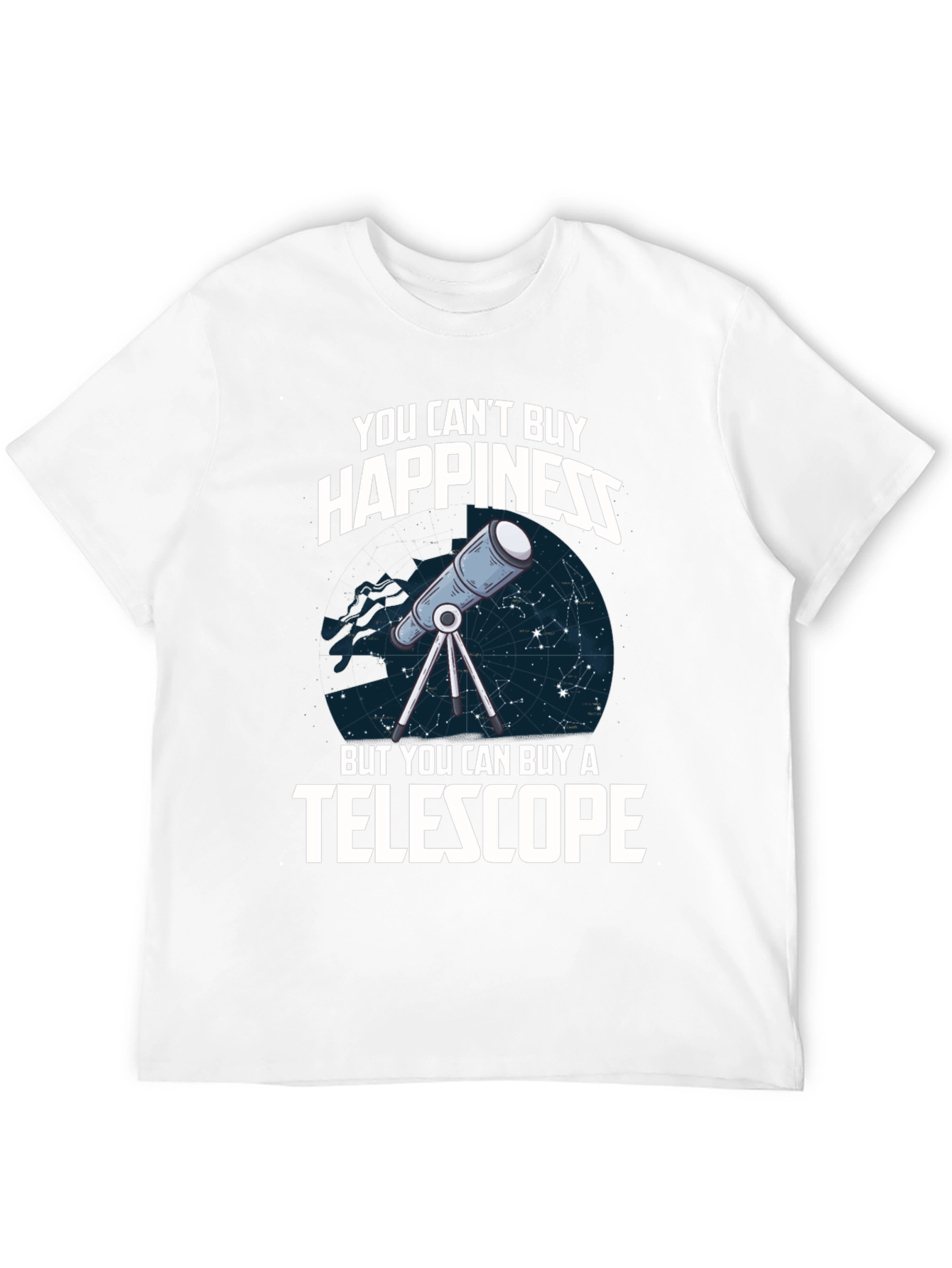 You Cant Buy Happiness Telescope Graphic T-Shirt