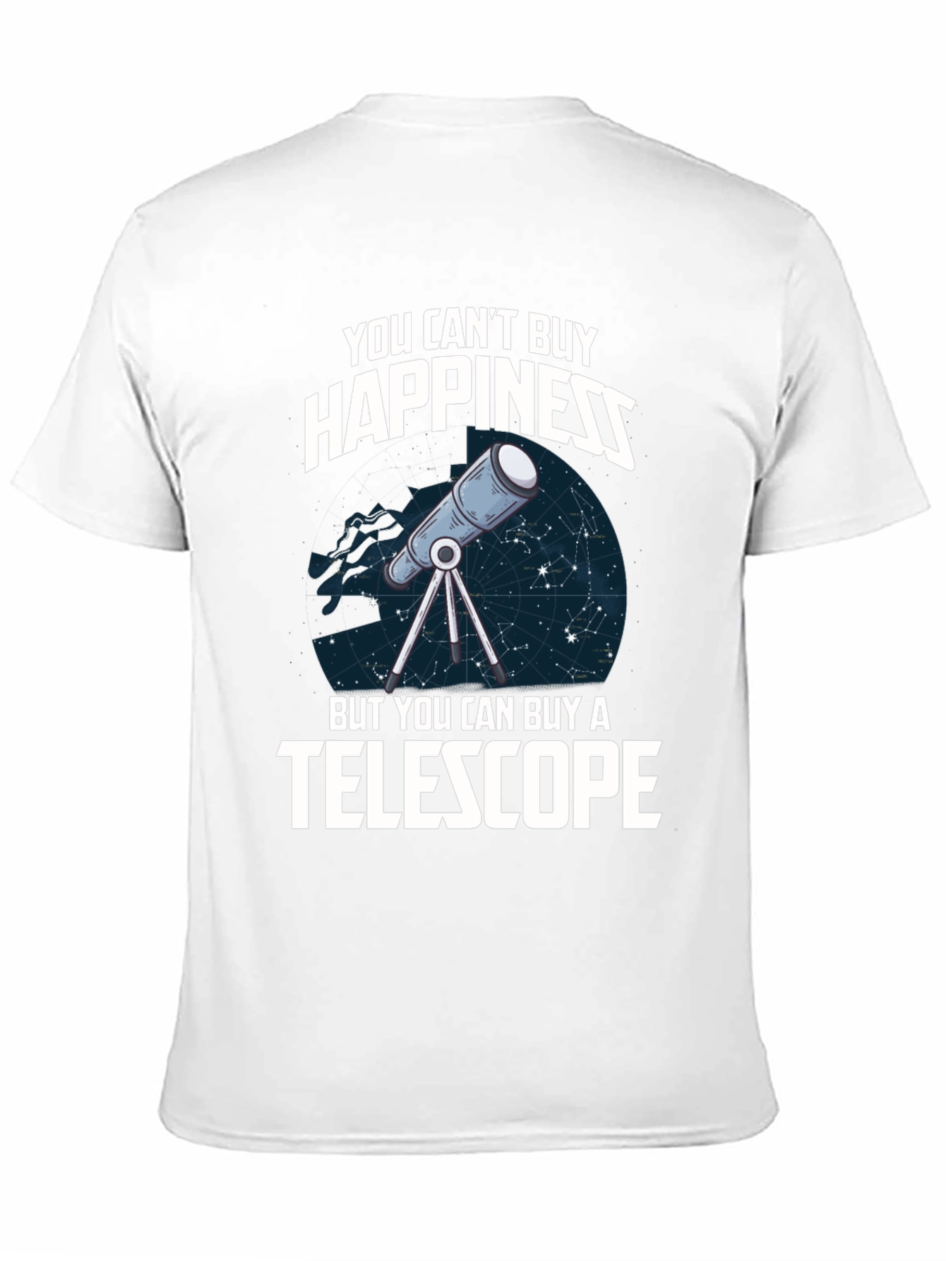 You Cant Buy Happiness Telescope Graphic T-Shirt