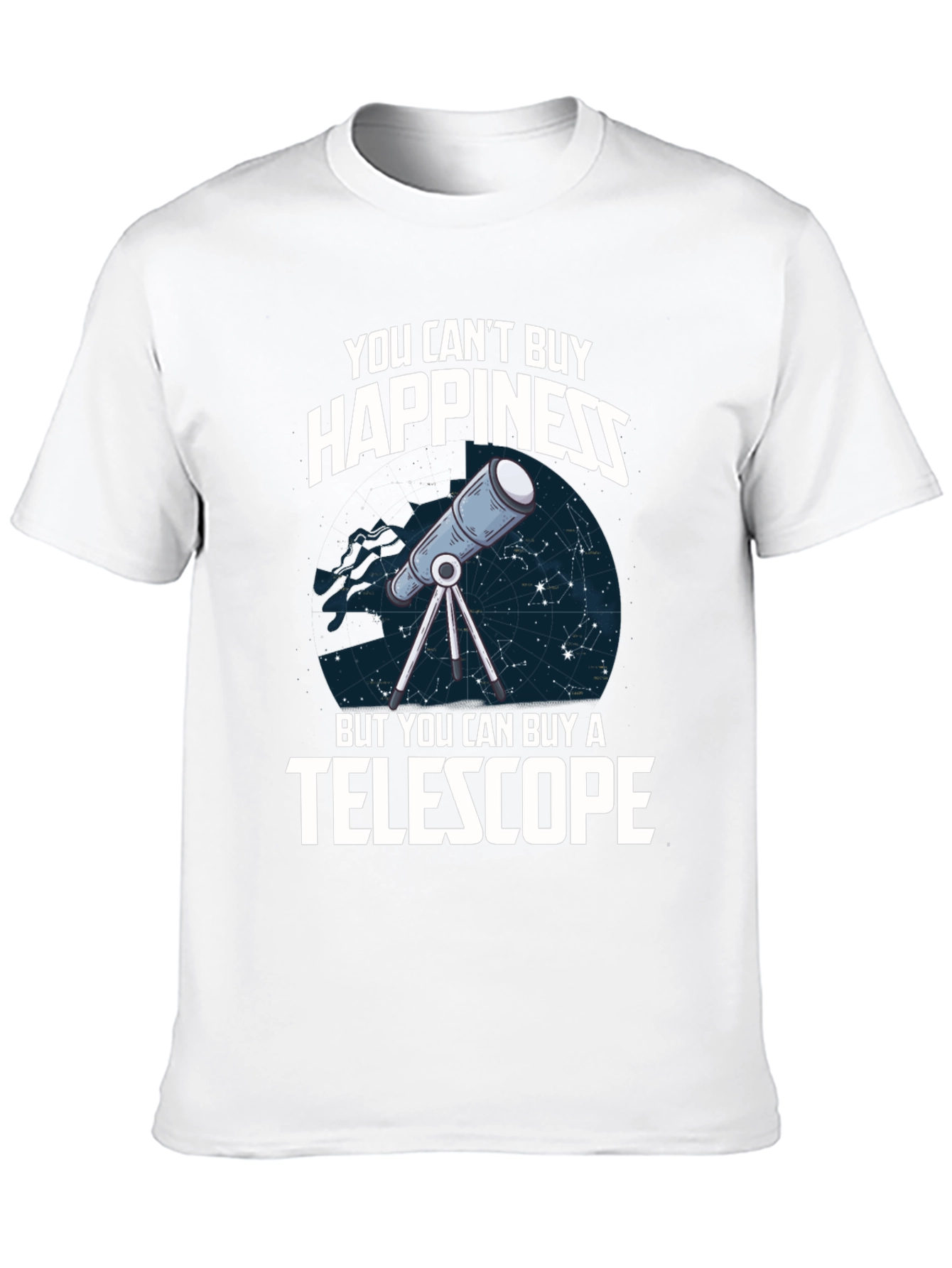You Cant Buy Happiness Telescope Graphic T-Shirt