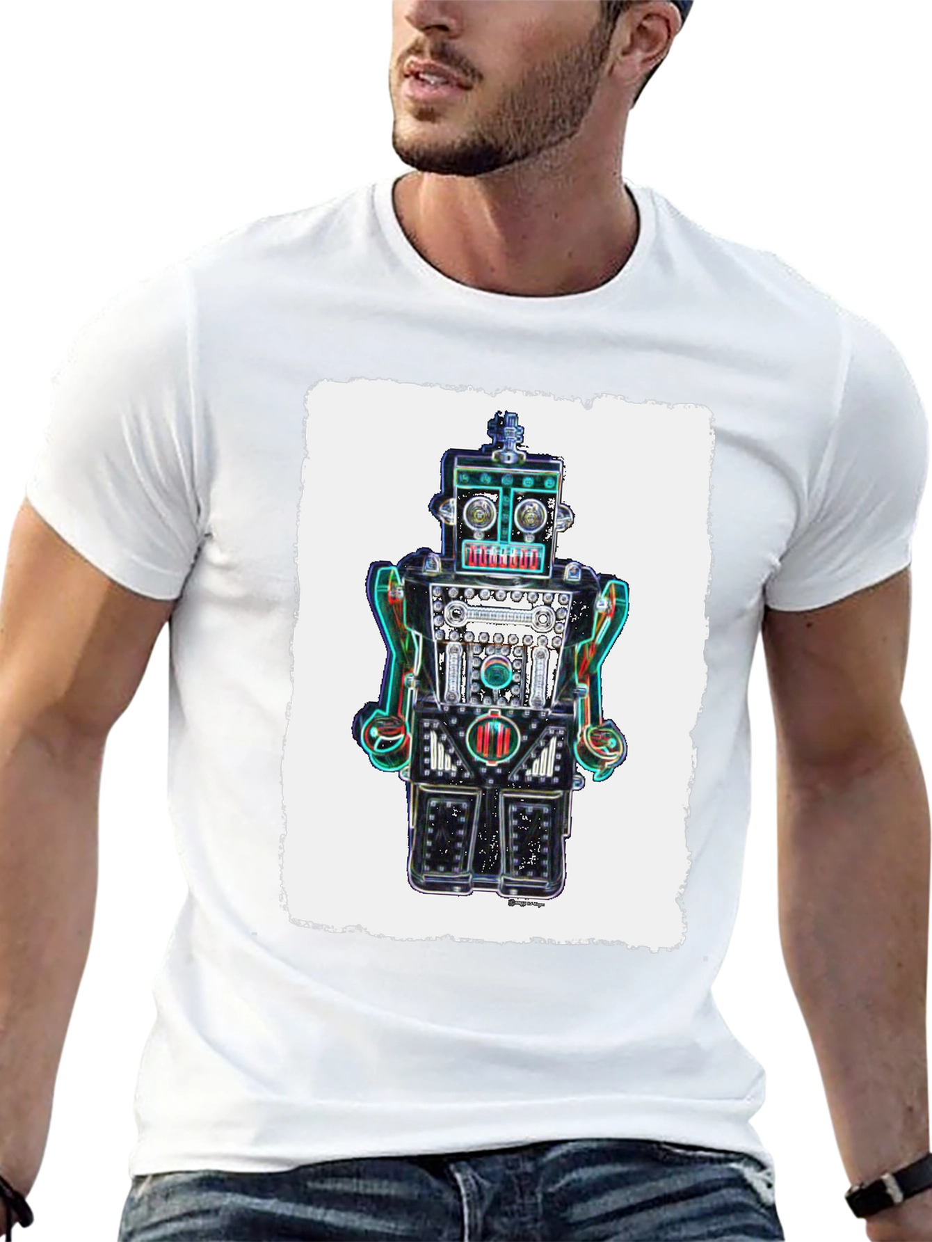 Retro Robot Graphic Tee - Unique Design