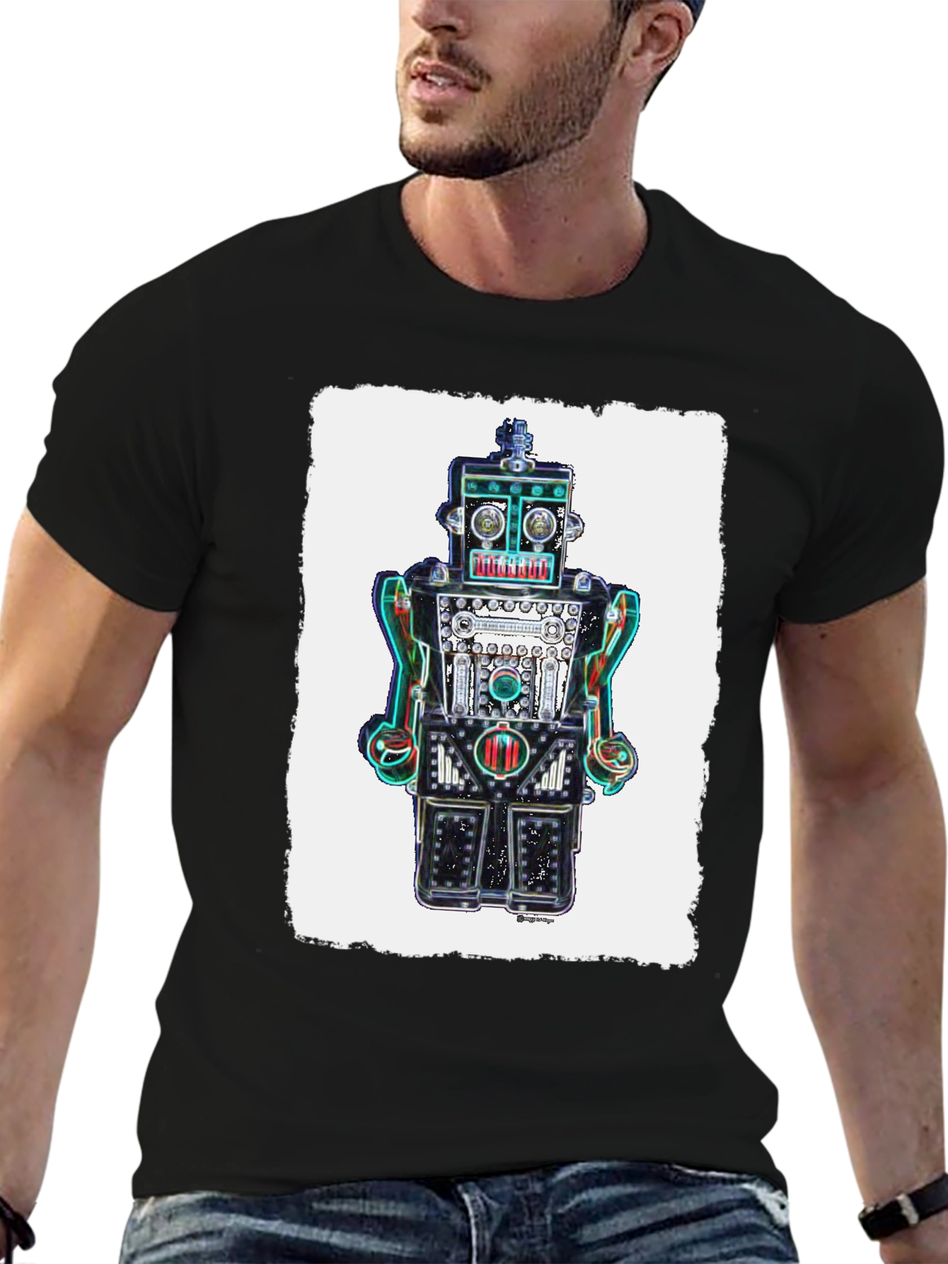Retro Robot Graphic Tee - Unique Design