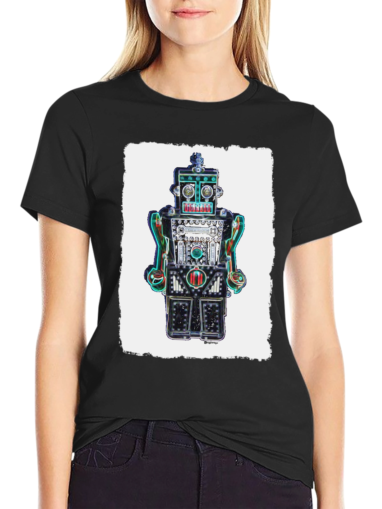 Retro Robot Graphic Tee - Unique Design