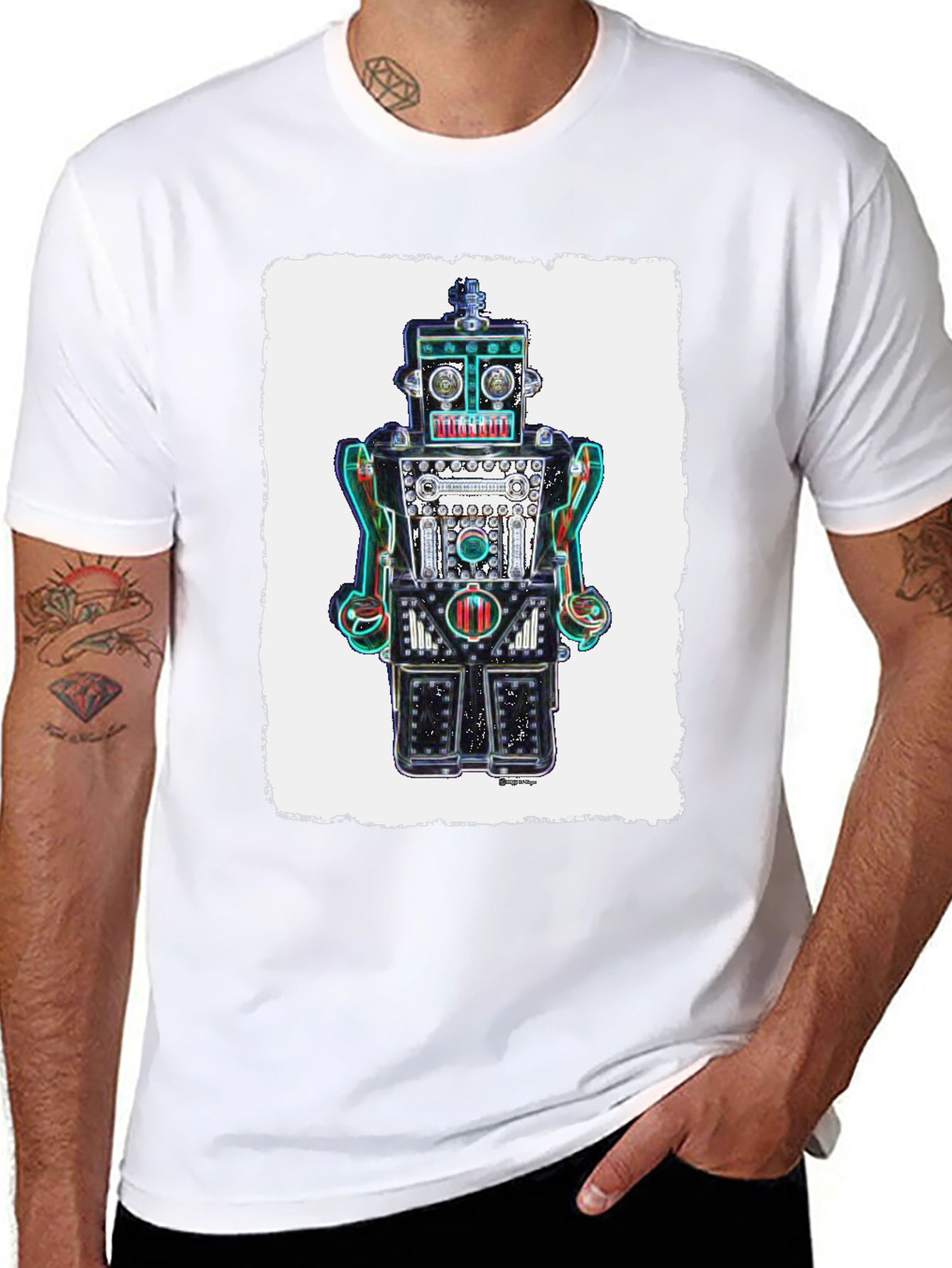 Retro Robot Graphic Tee - Unique Design