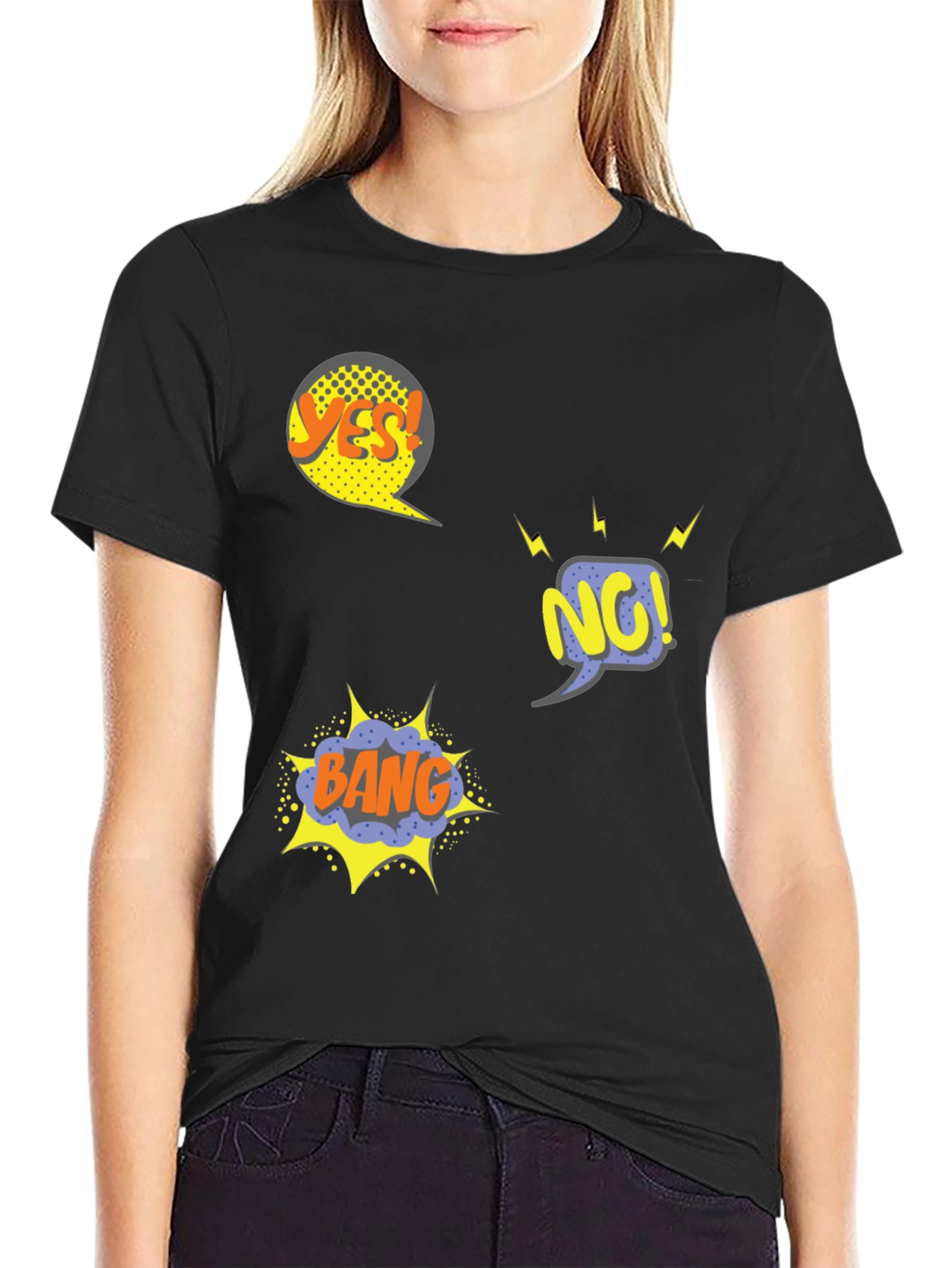 Comic Style Black T-Shirt