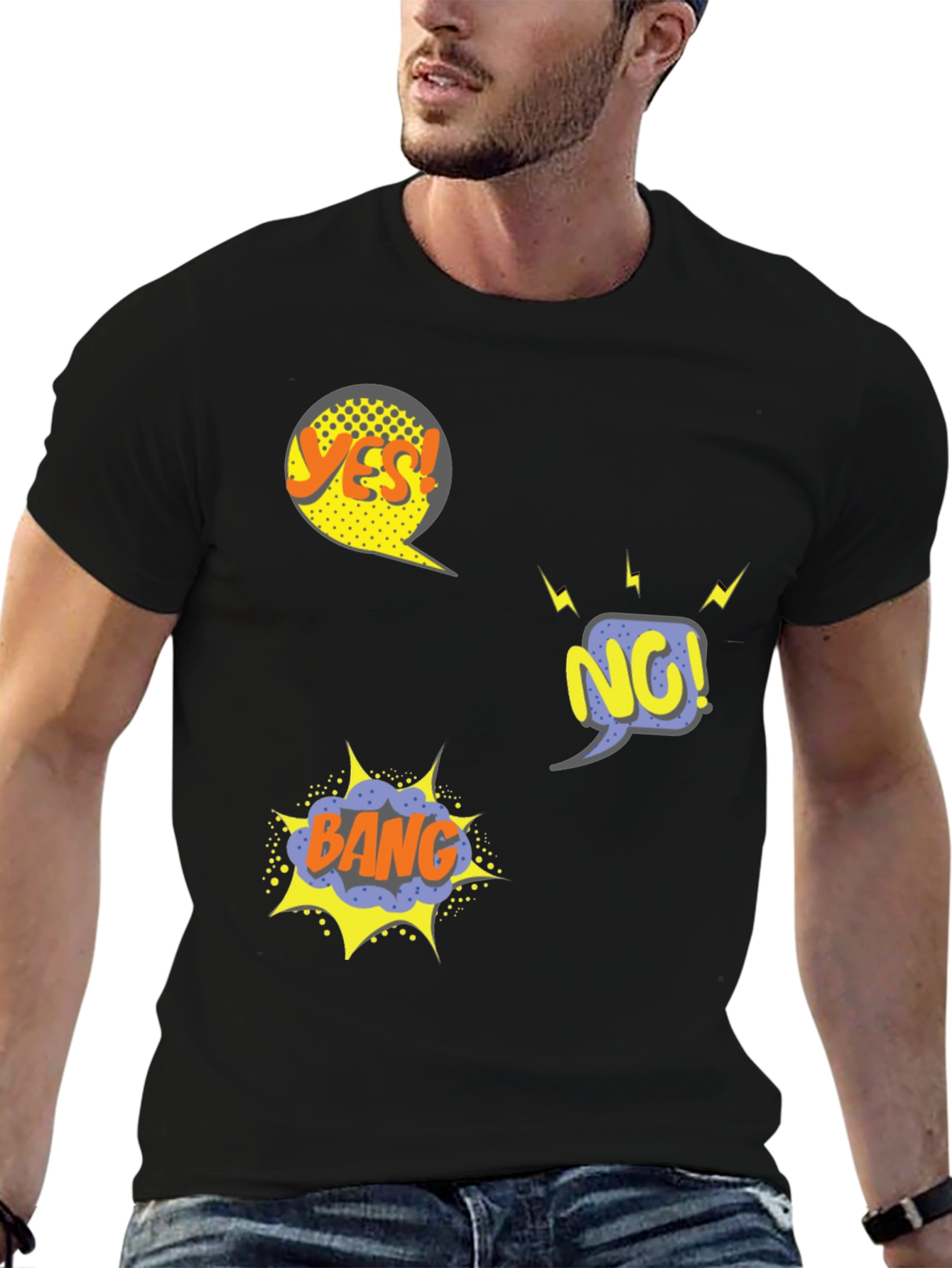 Comic Style Black T-Shirt