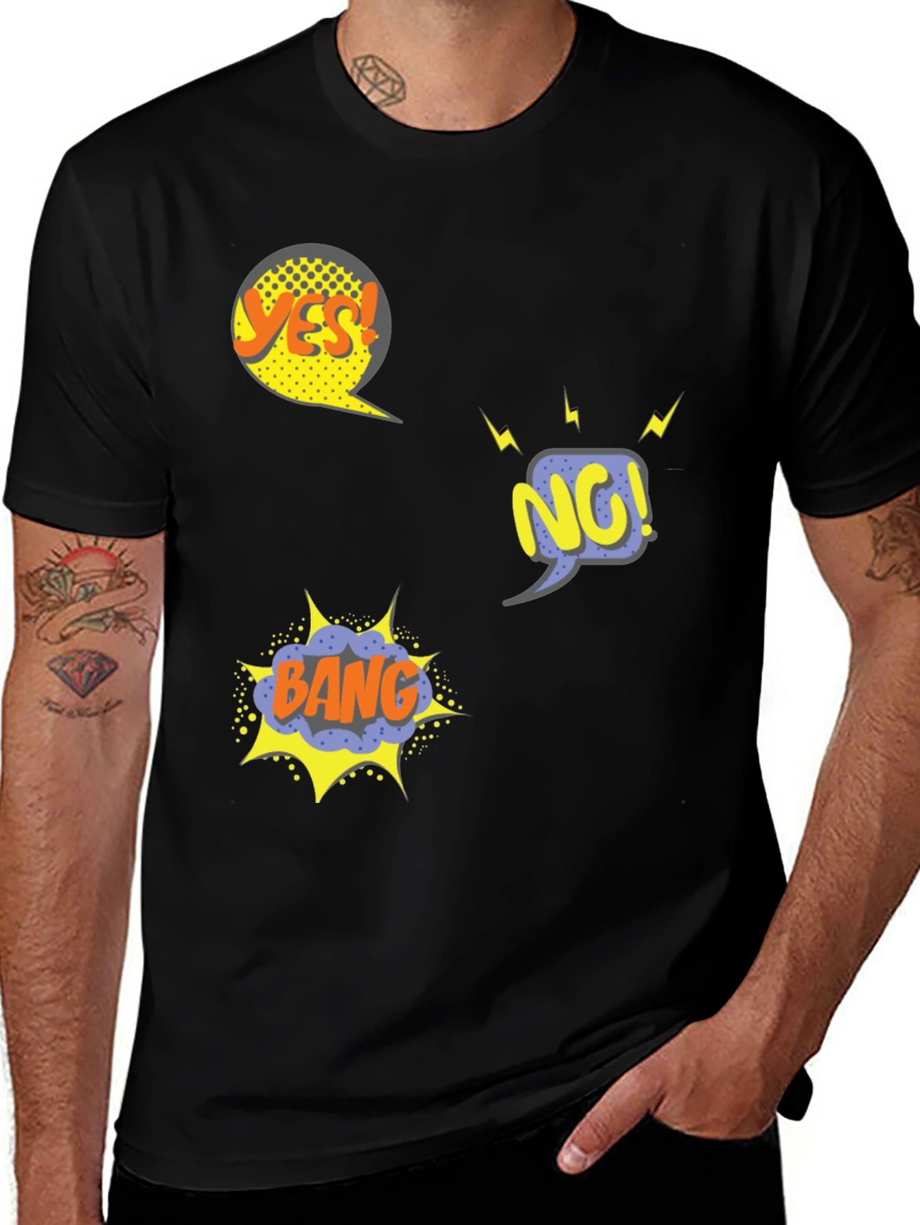 Comic Style Black T-Shirt