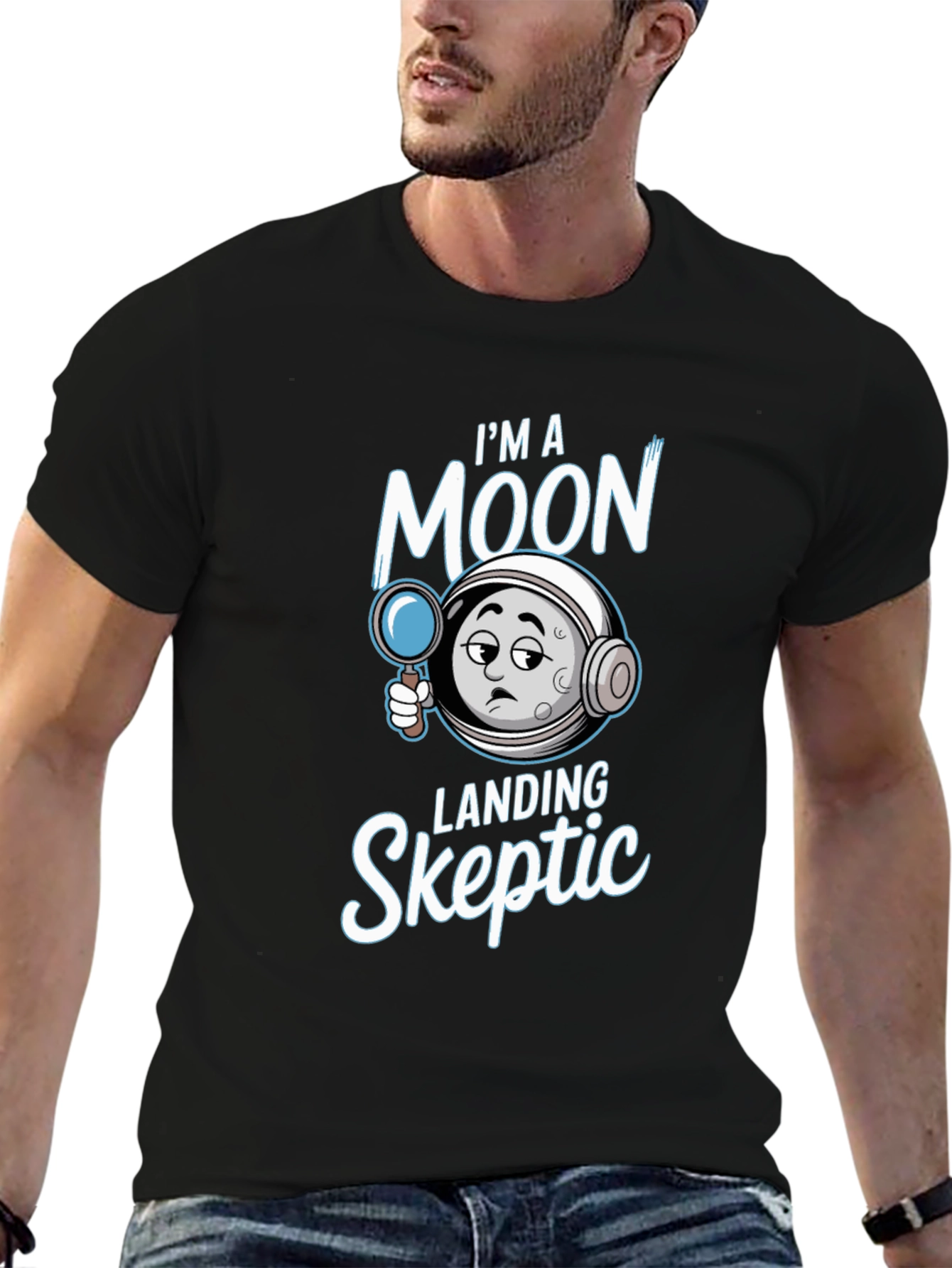 Moon Landing Skeptic Graphic T-Shirt
