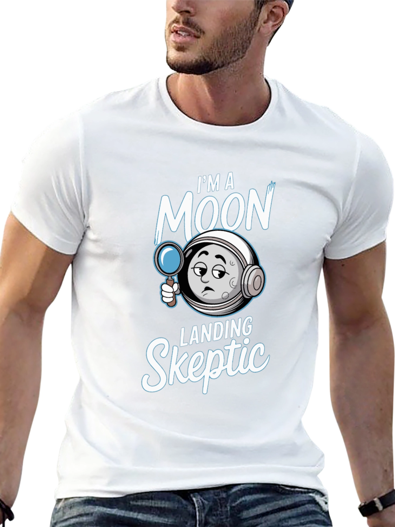 Moon Landing Skeptic Graphic T-Shirt