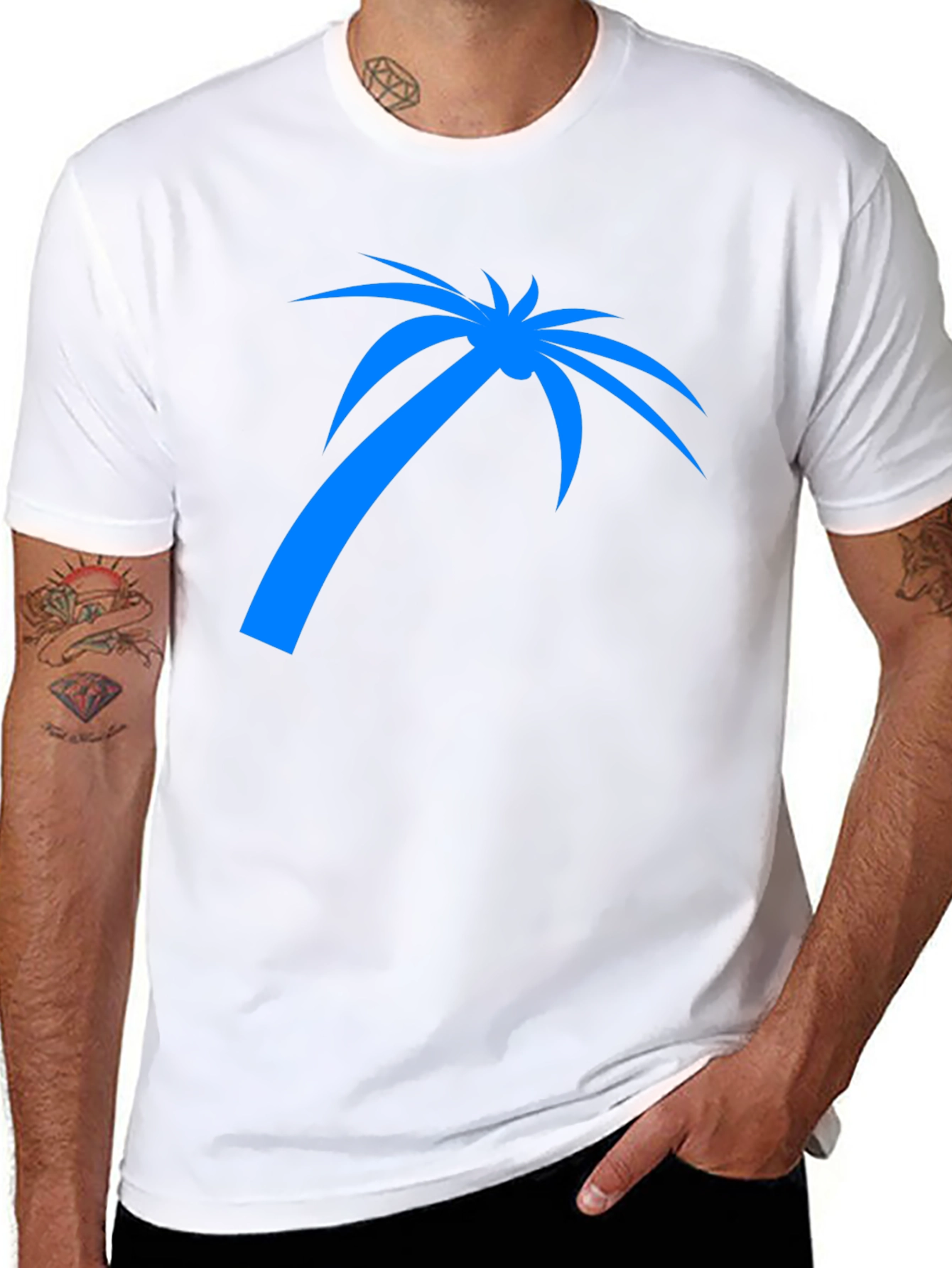 Mens Black Palm Tree Graphic T-Shirt