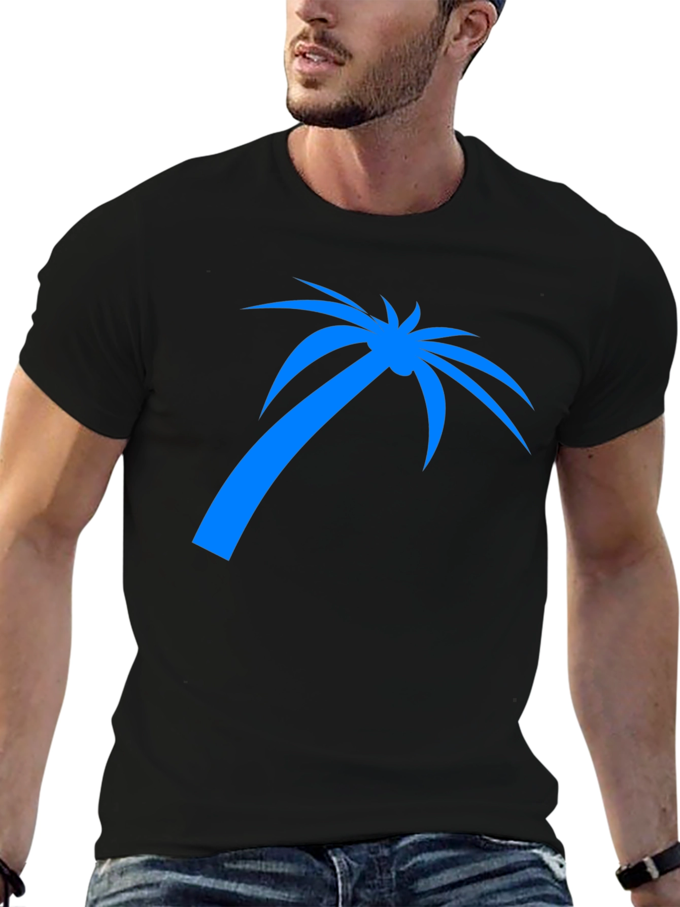 Mens Black Palm Tree Graphic T-Shirt