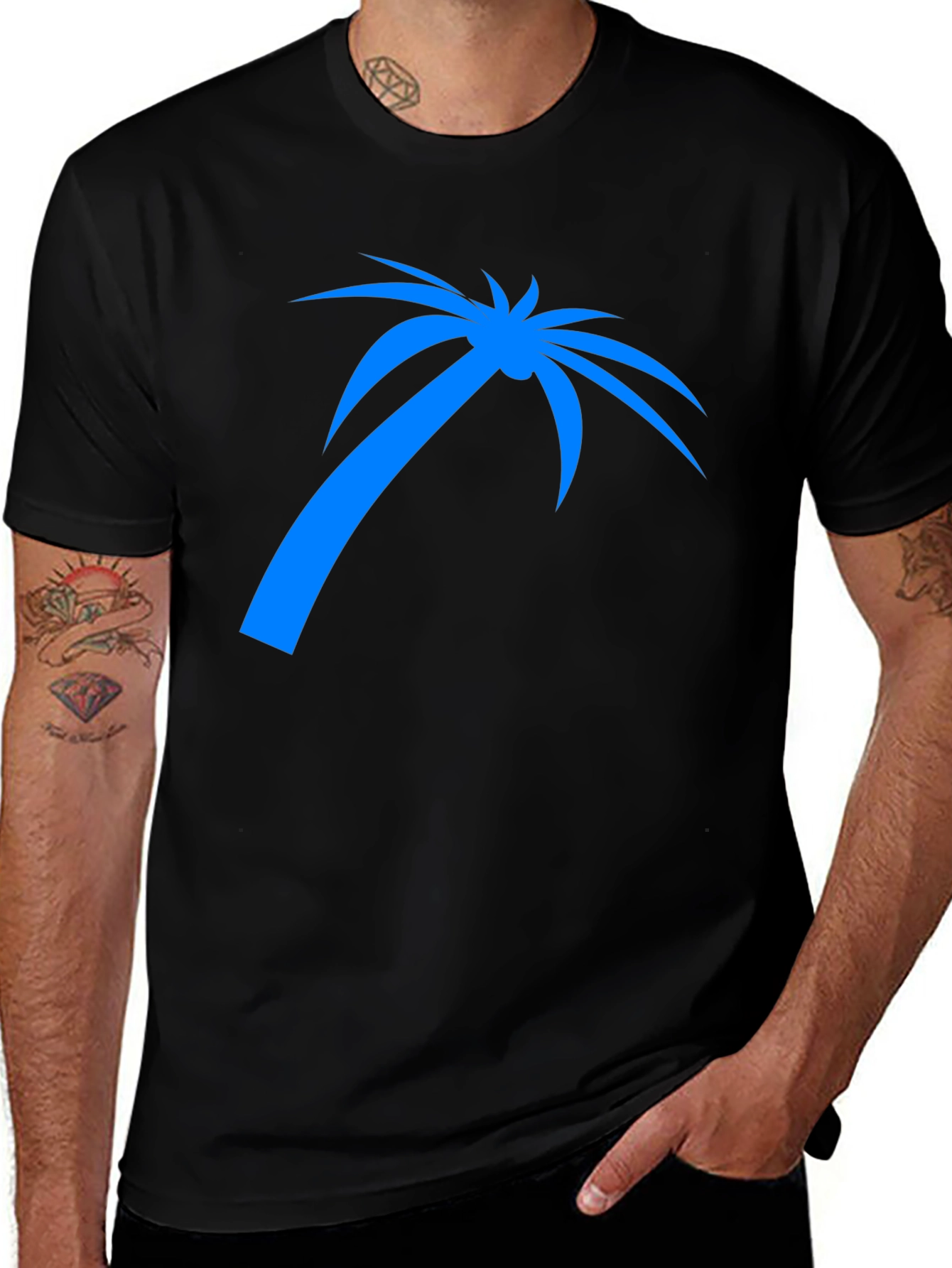Mens Black Palm Tree Graphic T-Shirt