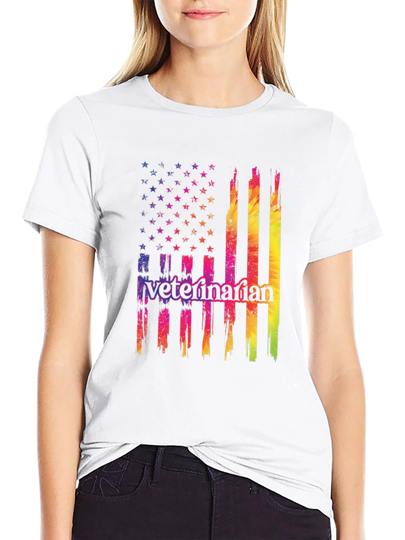 Veterinarian USA Flag Graphic T-Shirt