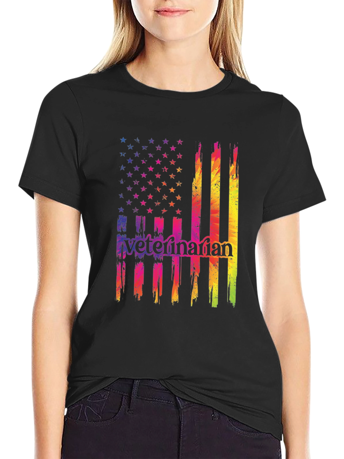 Veterinarian USA Flag Graphic T-Shirt
