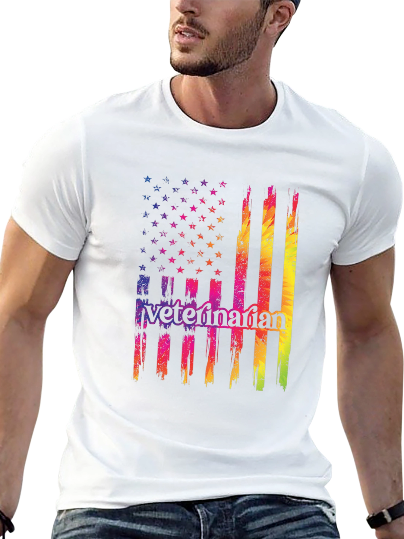 Veterinarian USA Flag Graphic T-Shirt