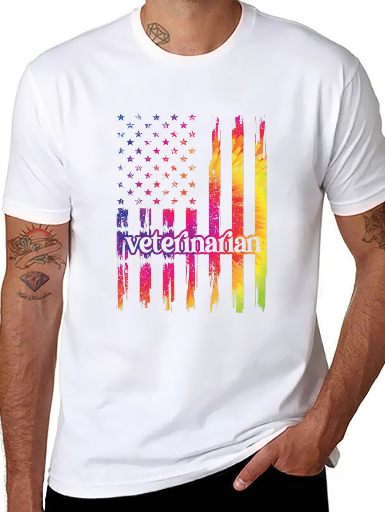 Veterinarian USA Flag Graphic T-Shirt