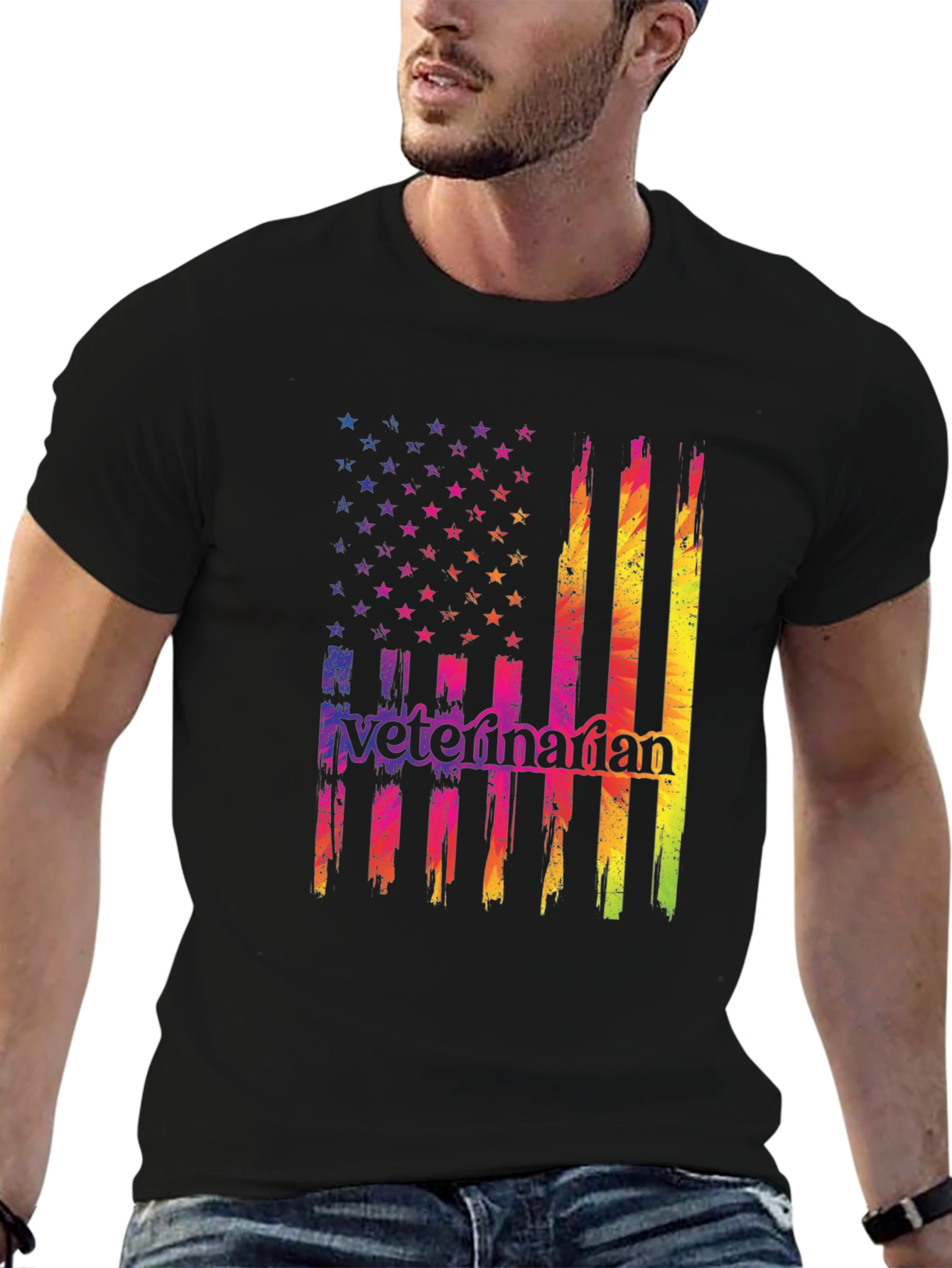 Veterinarian USA Flag Graphic T-Shirt