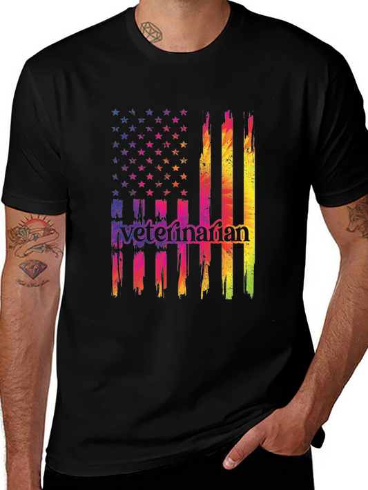 Veterinarian USA Flag Graphic T-Shirt