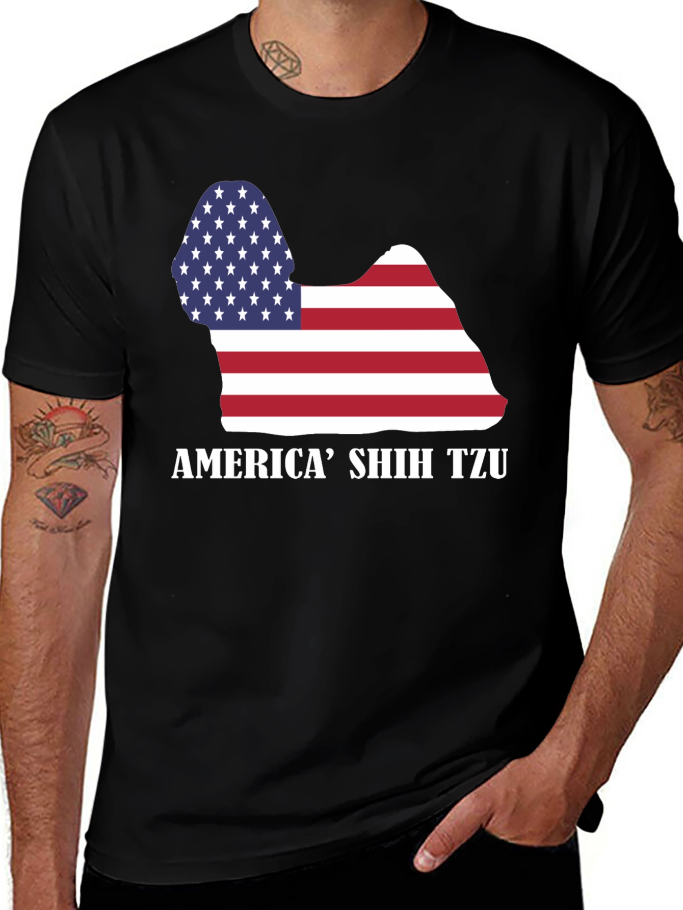 America Shih Tzu Graphic T-Shirt