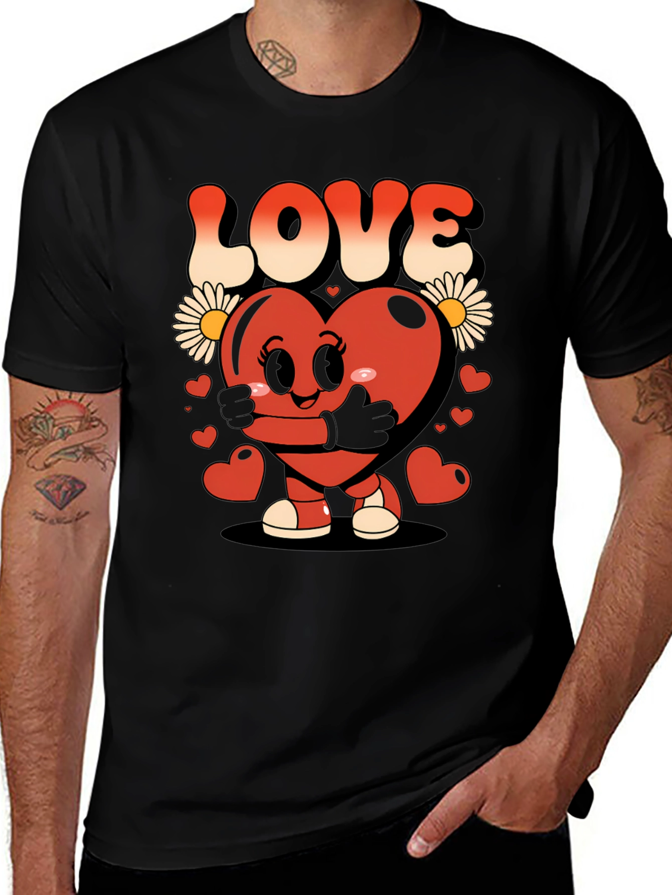 Cute Heart Character Graphic T-Shirt
