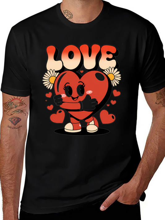 Cute Heart Character Graphic T-Shirt