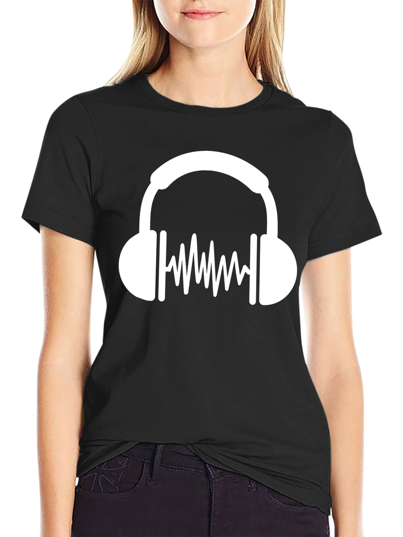 Cool Headphone Graphic Black T-Shirt