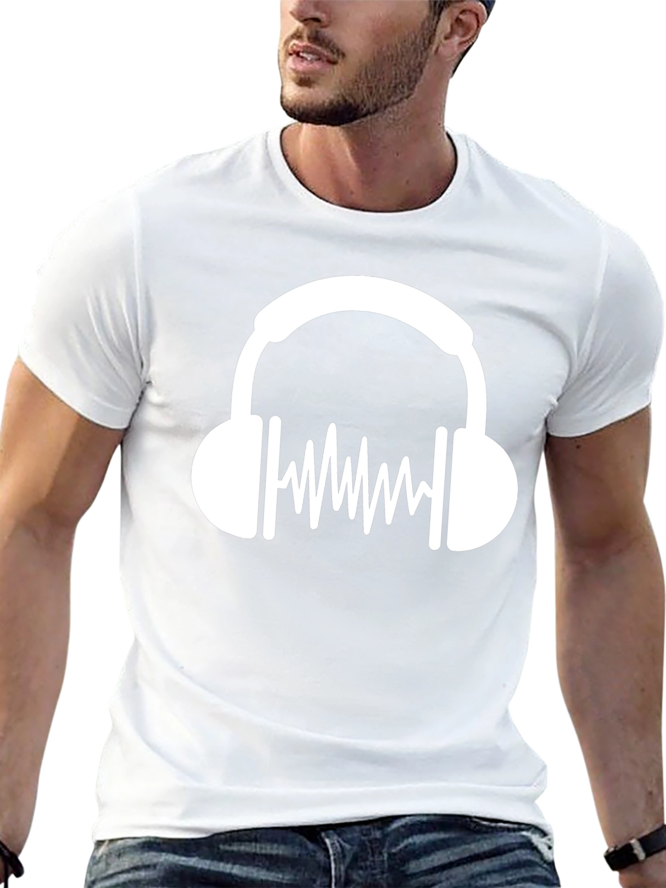 Cool Headphone Graphic Black T-Shirt