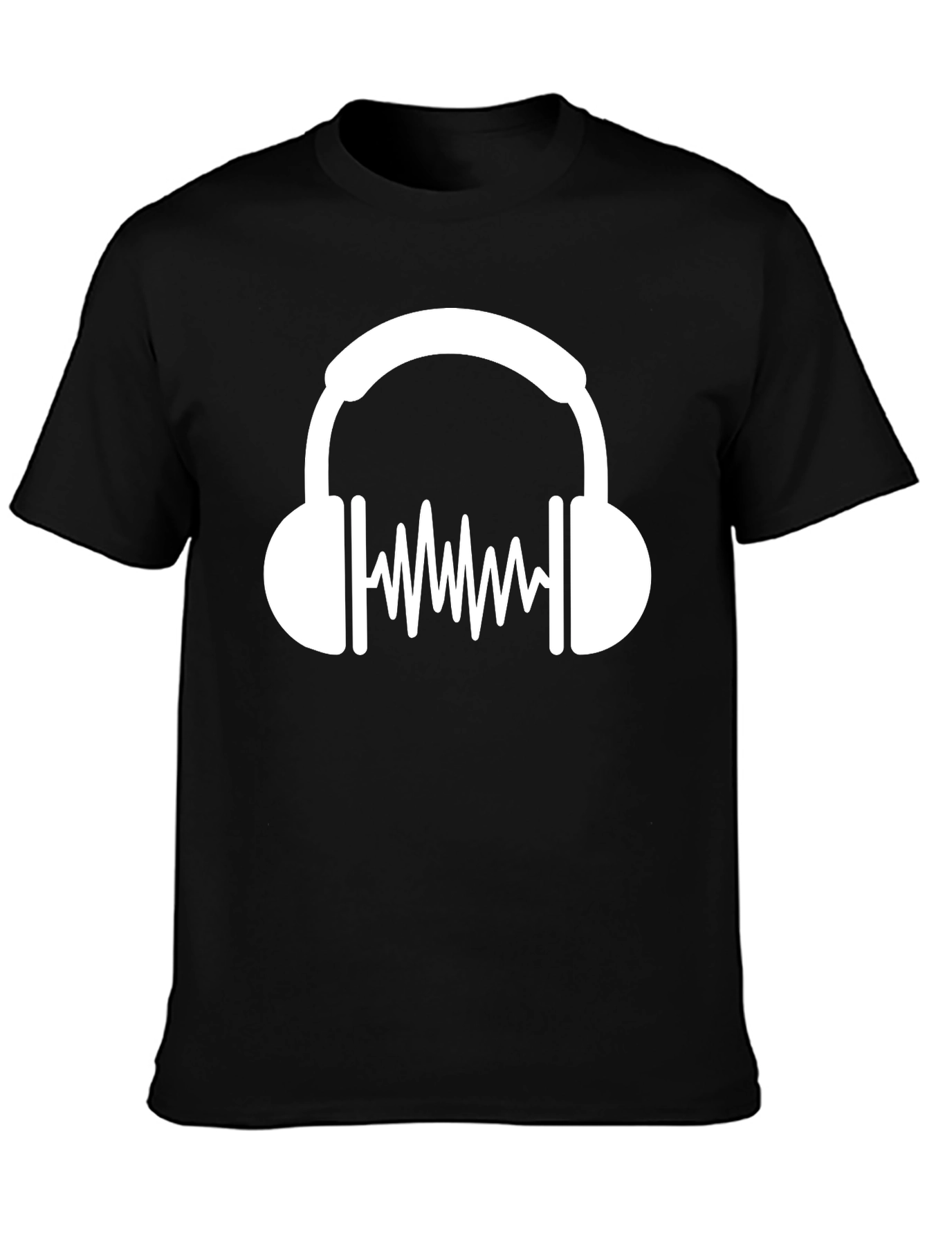 Cool Headphone Graphic Black T-Shirt
