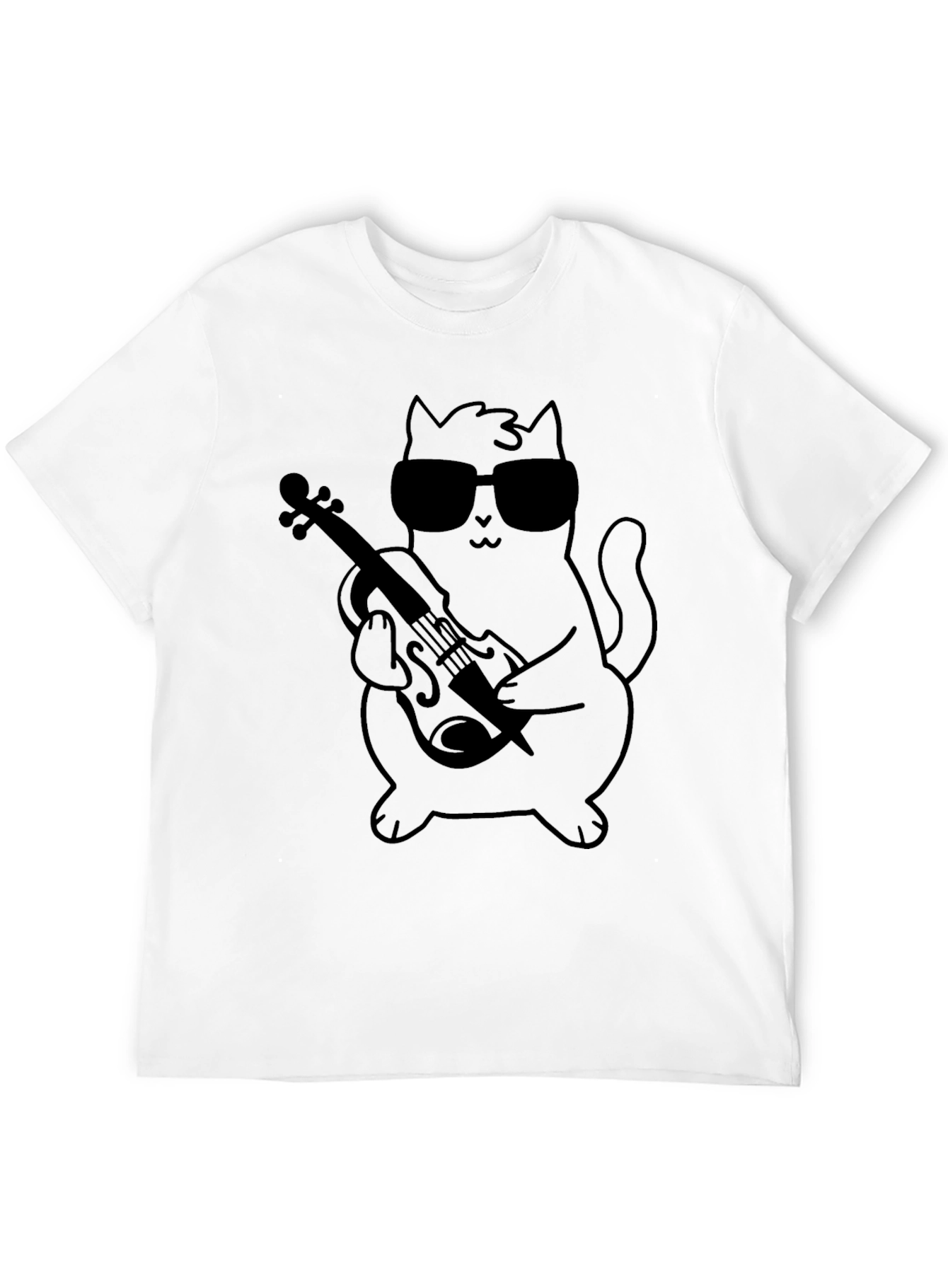 Cool Cat Violinist Graphic T-Shirt