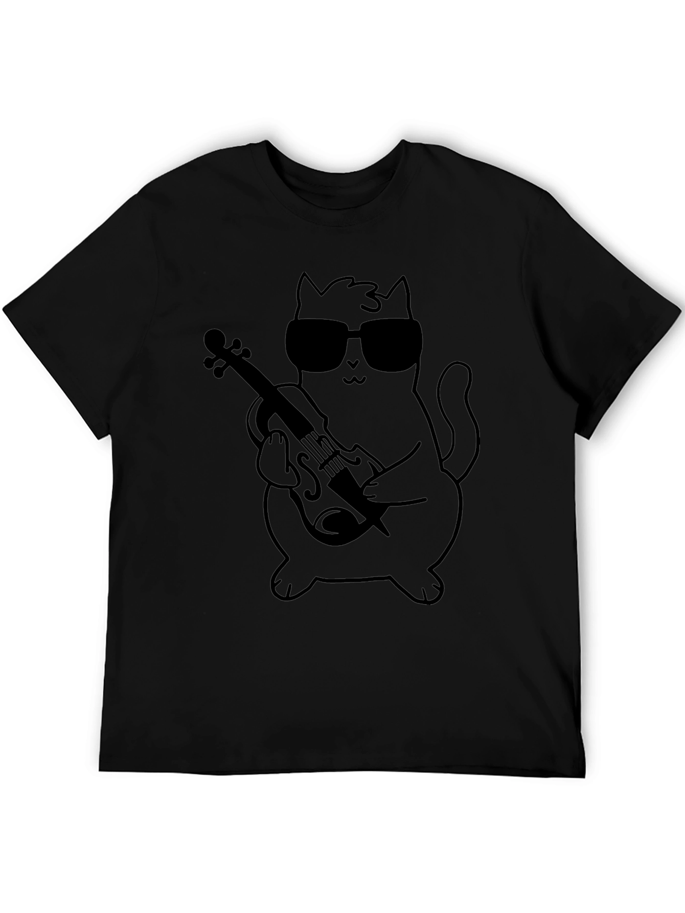 Cool Cat Violinist Graphic T-Shirt