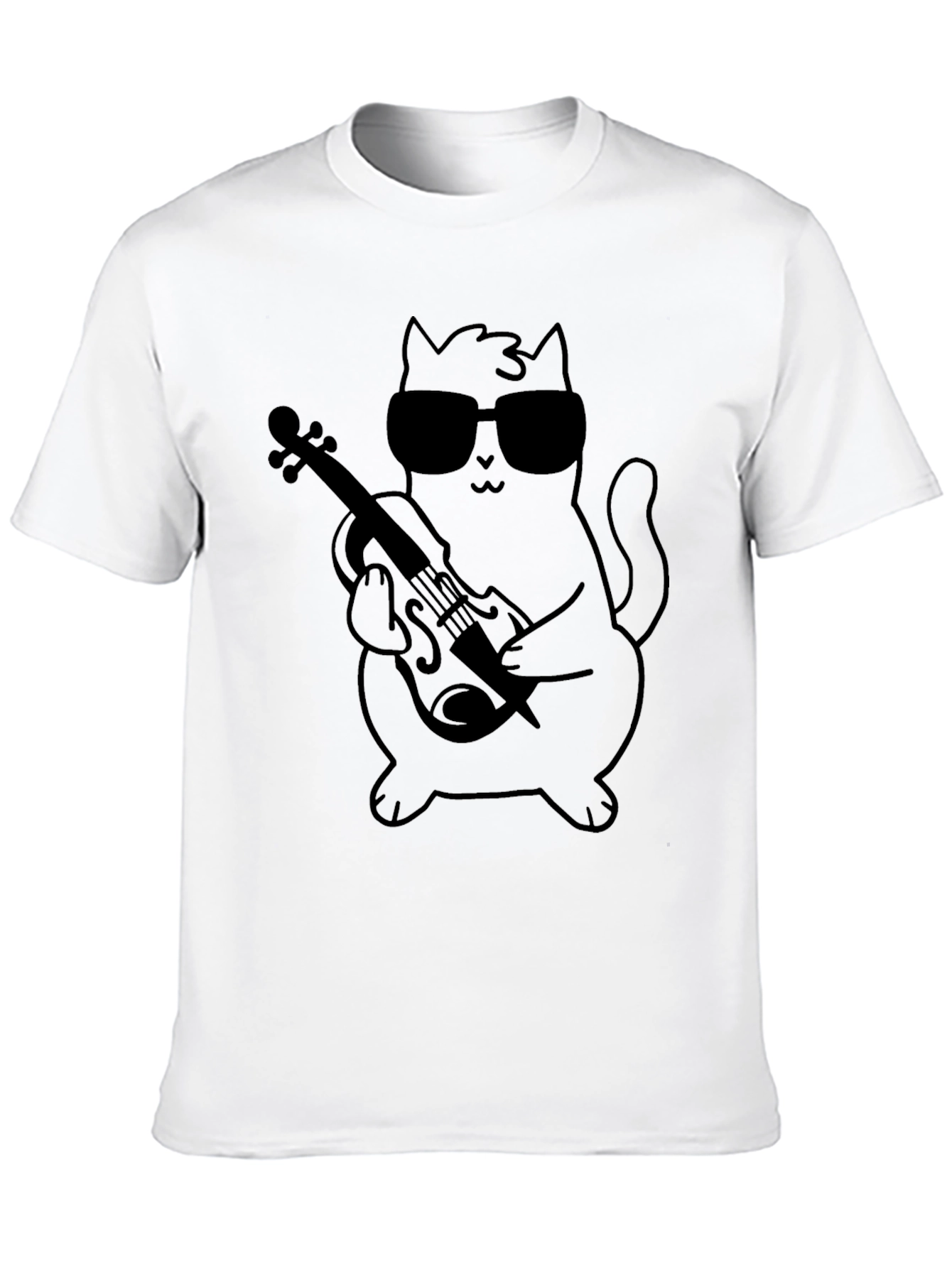 Cool Cat Violinist Graphic T-Shirt