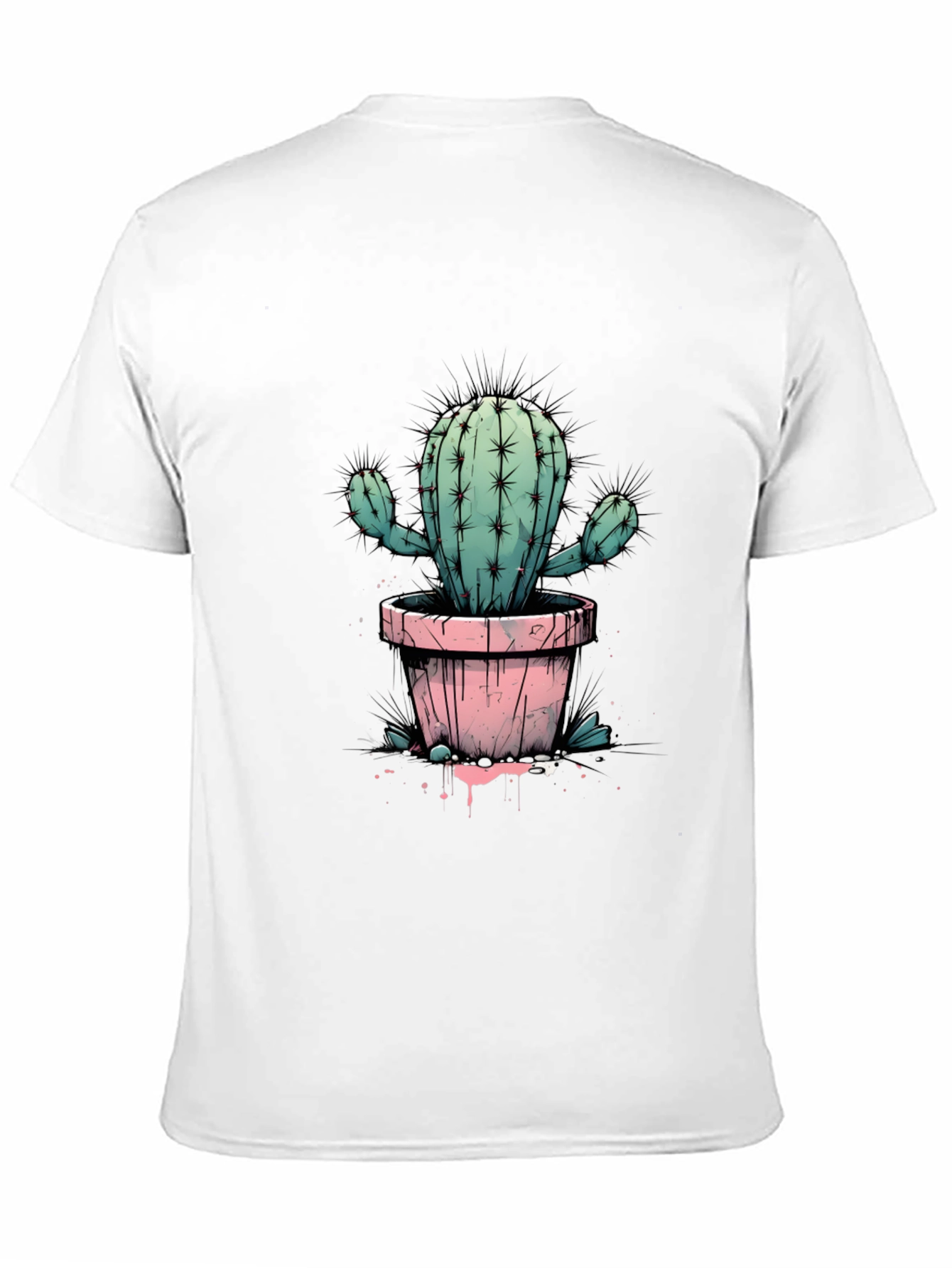 Cactus Tee: Trendy Graphic Print Black T-Shirt