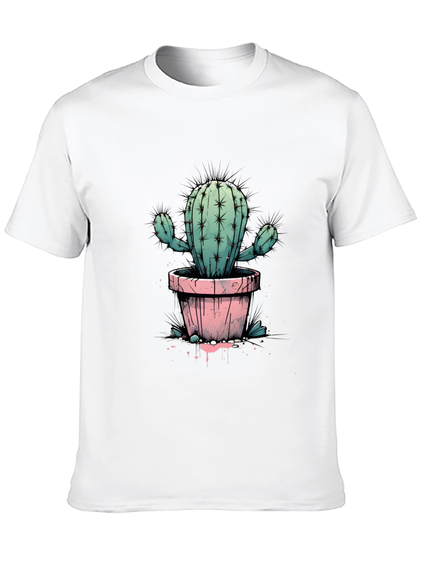 Cactus Tee: Trendy Graphic Print Black T-Shirt