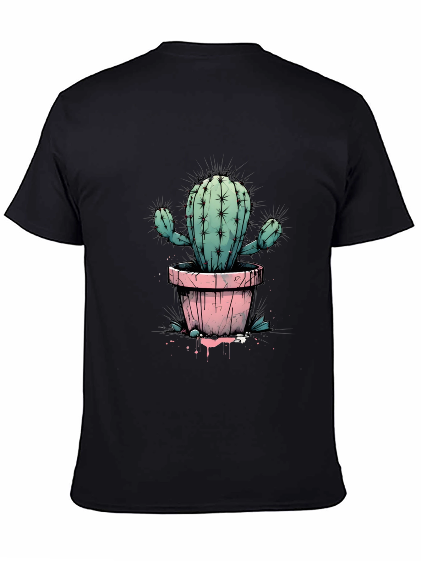 Cactus Tee: Trendy Graphic Print Black T-Shirt