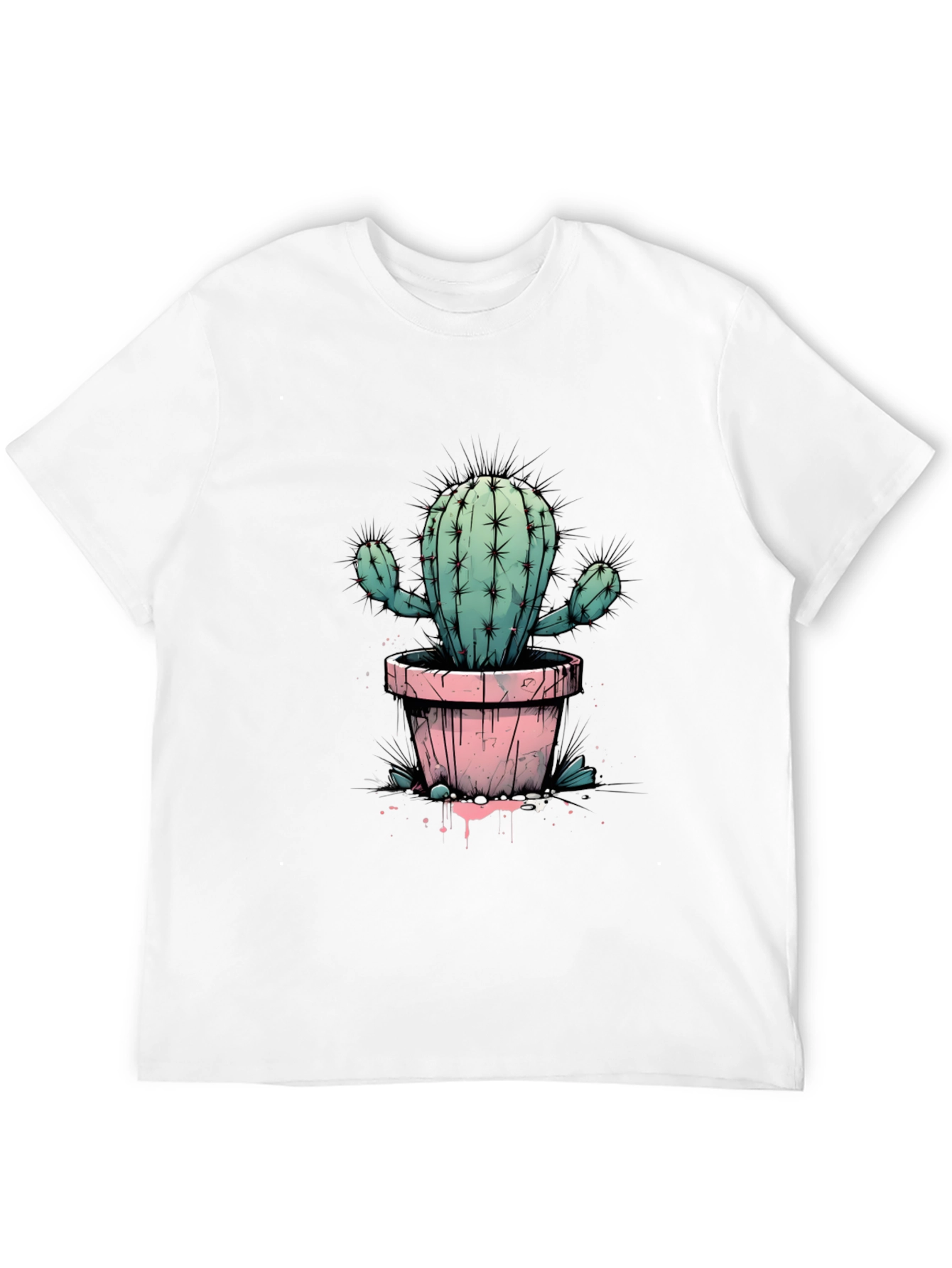 Cactus Tee: Trendy Graphic Print Black T-Shirt