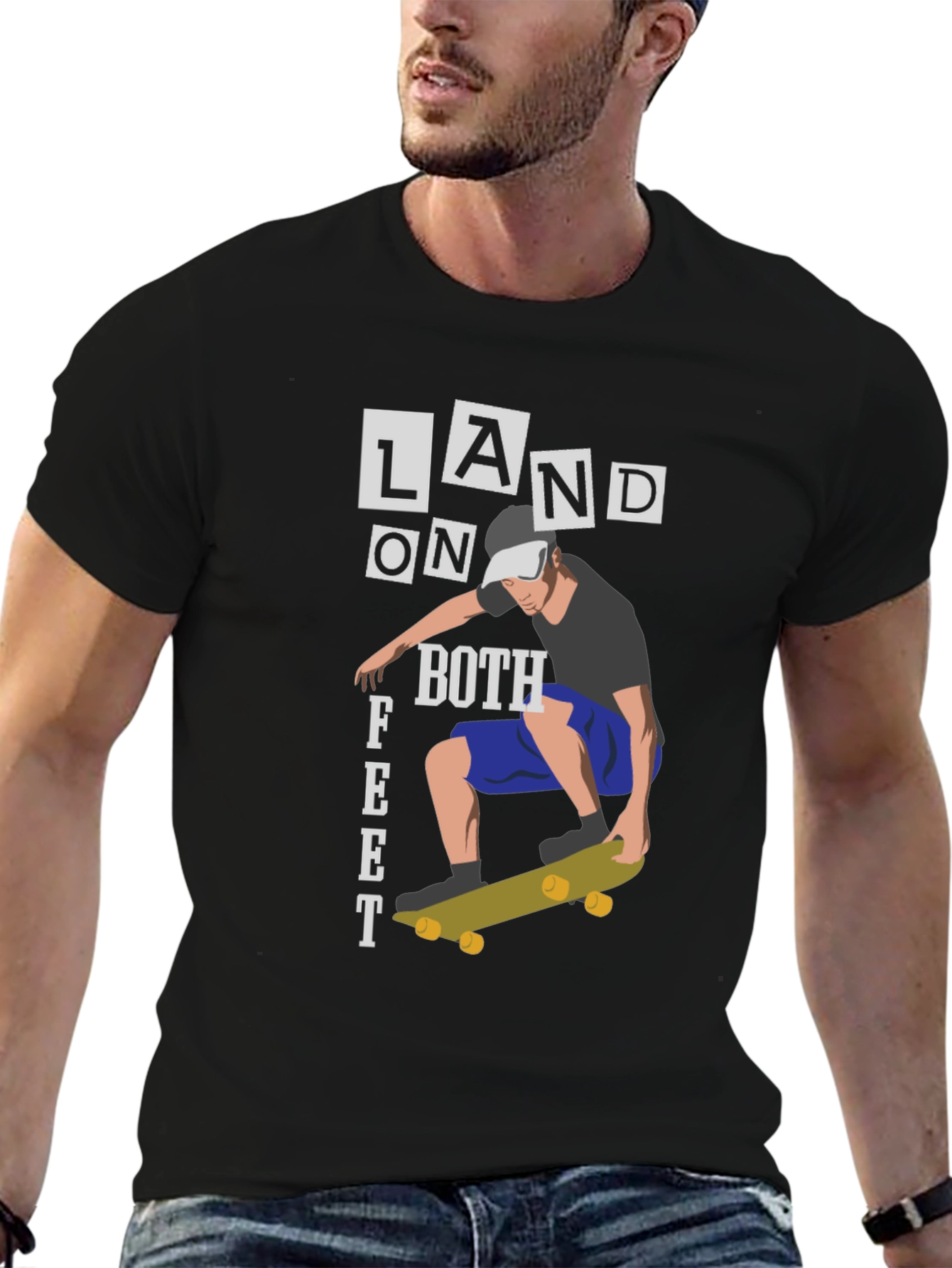 Land On Both Feet Skateboard T-Shirt