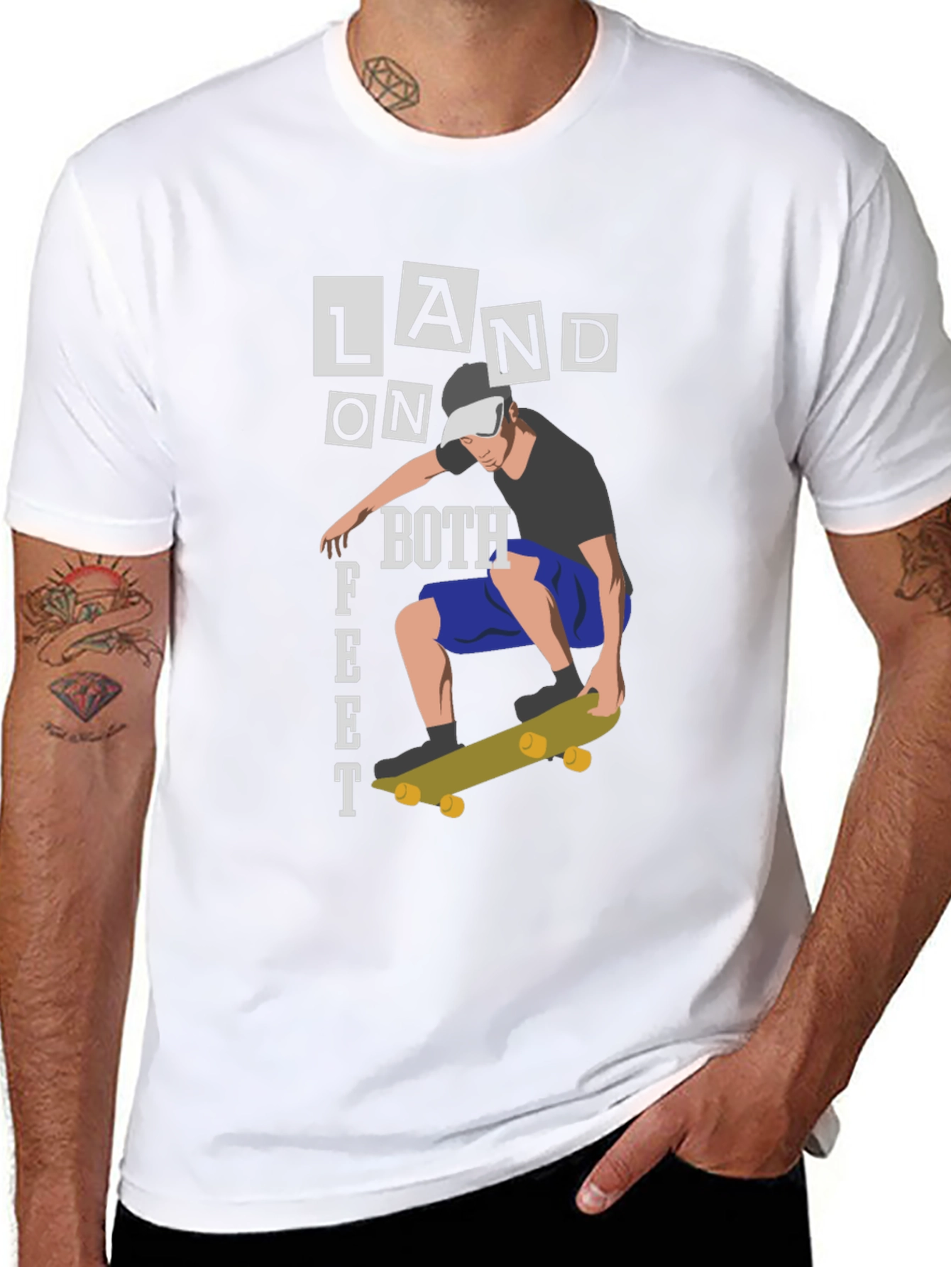 Land On Both Feet Skateboard T-Shirt